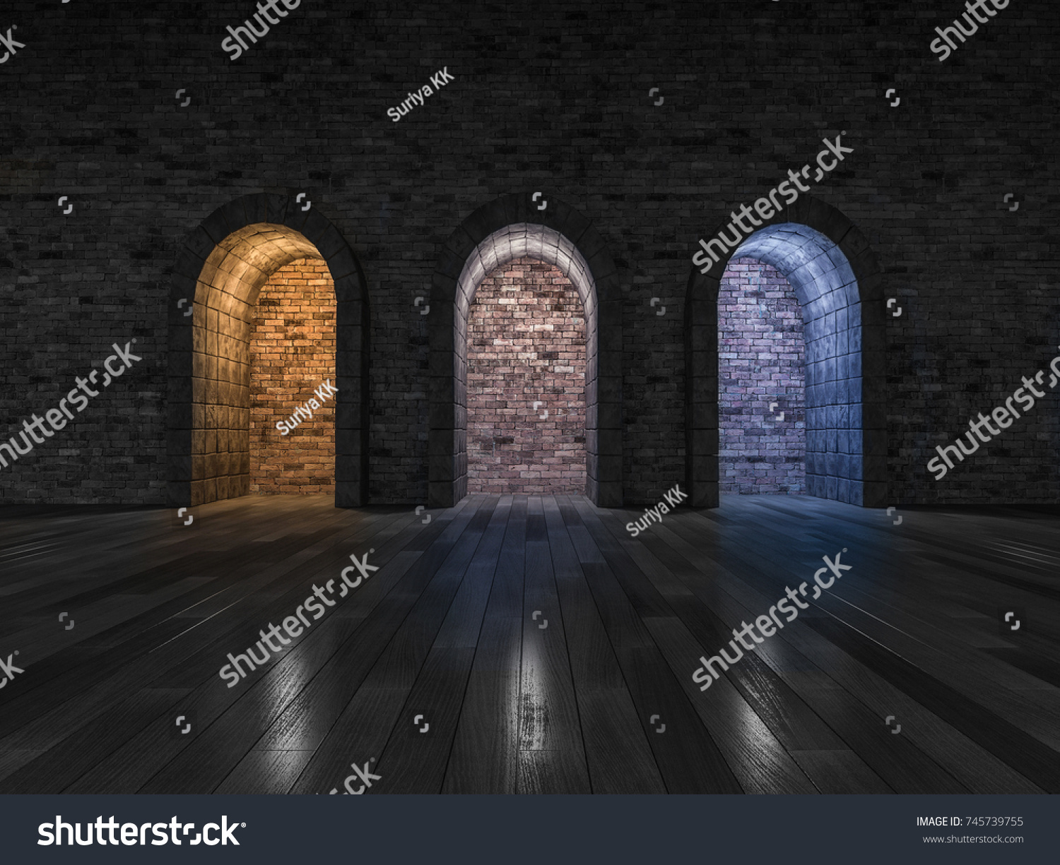 3d Rendering Image 3 Arch Door Stock Illustration 745739755