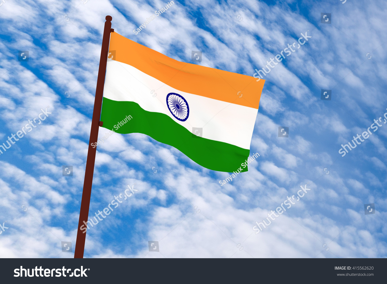 3d Rendering India Flag Sky Background Stock Illustration 415562620