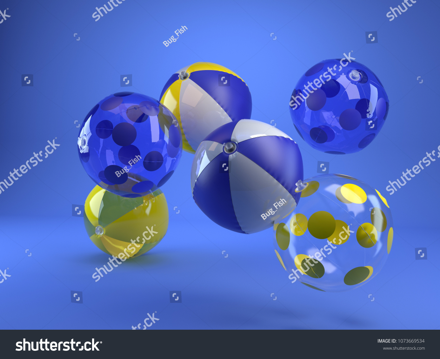 3d Rendering Inflatable Beach Balls Many Stock Illustration 1073669534 ...