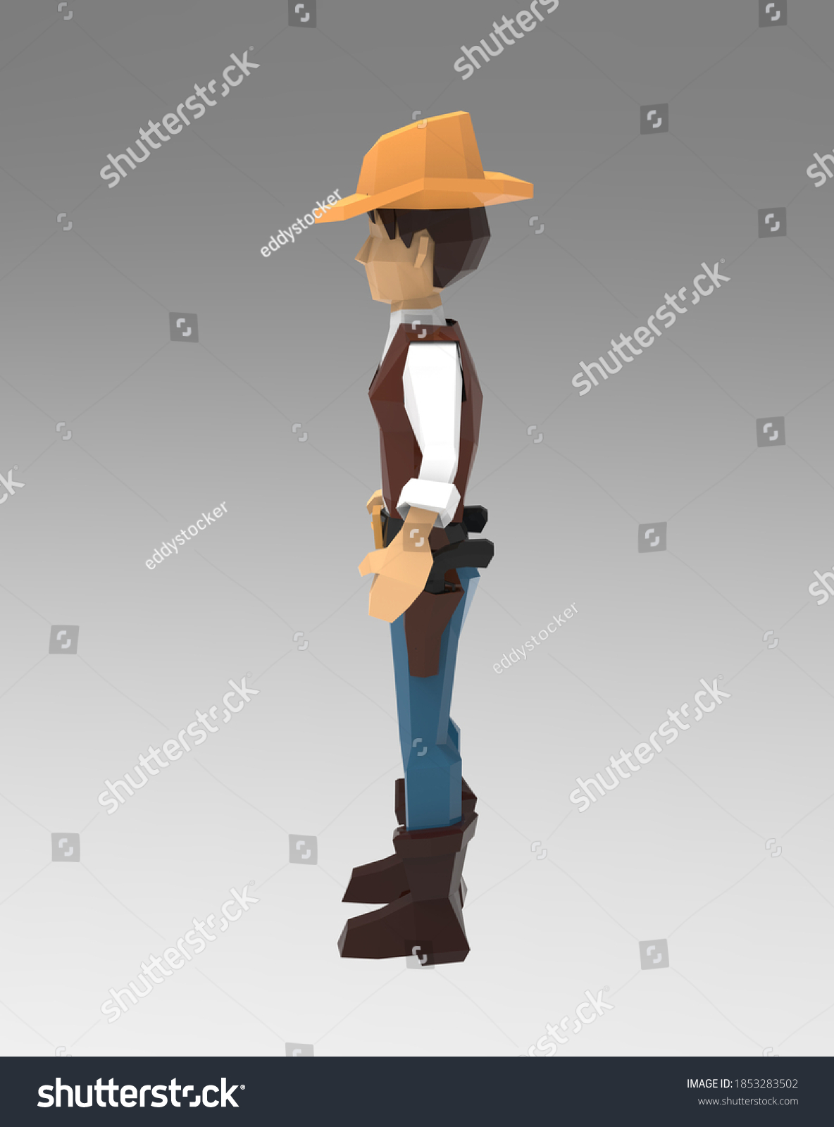 3d Rendering Low Poly Cowboy Model Stock Illustration 1853283502 3d Rendering Low Poly Cowboy Model Stock Illustration 1853283502