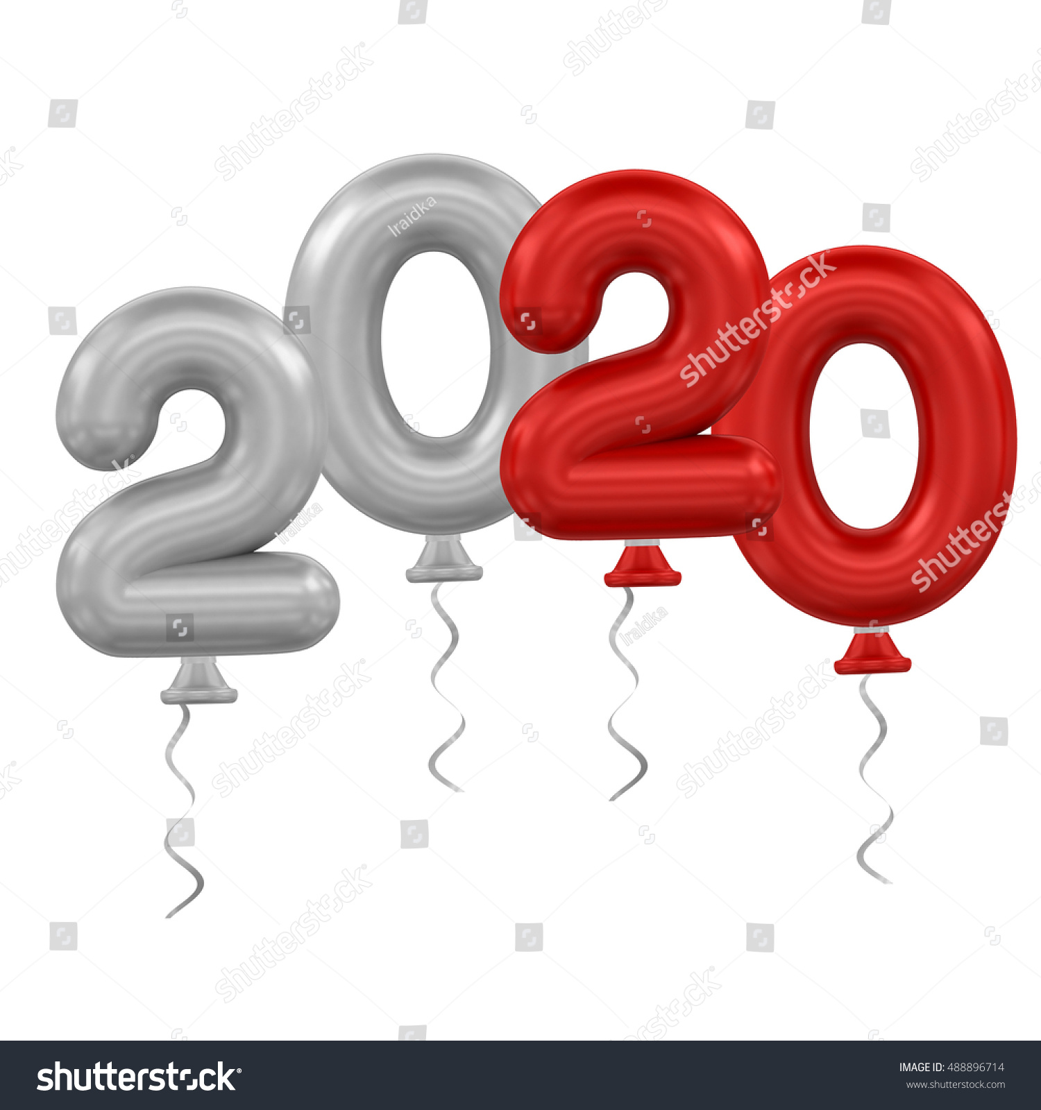 3d Rendering Model 2020 Balloons On White Background Stock Photo ...