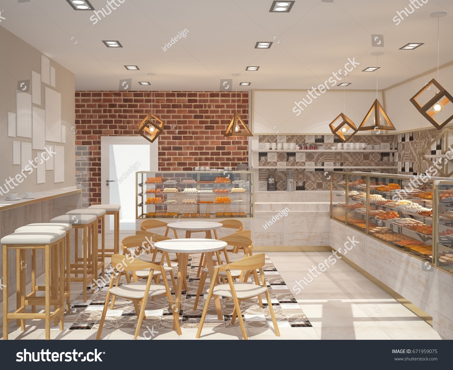 D Rendering Bakery Interior Design Stock Illustration - D Rendering Of A Bakery Interior Design d rendering bakery interior design stock illustration - d rendering of a bakery interior design
