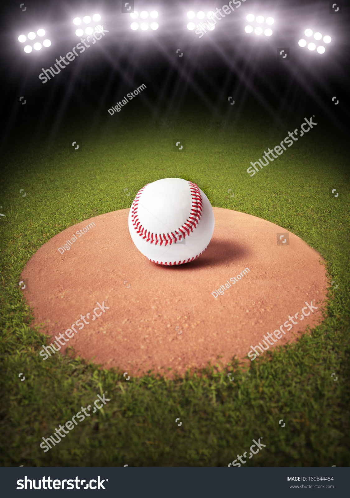 3d Rendering Baseball On Pitchers Mound Stock Illustration 189544454 ...