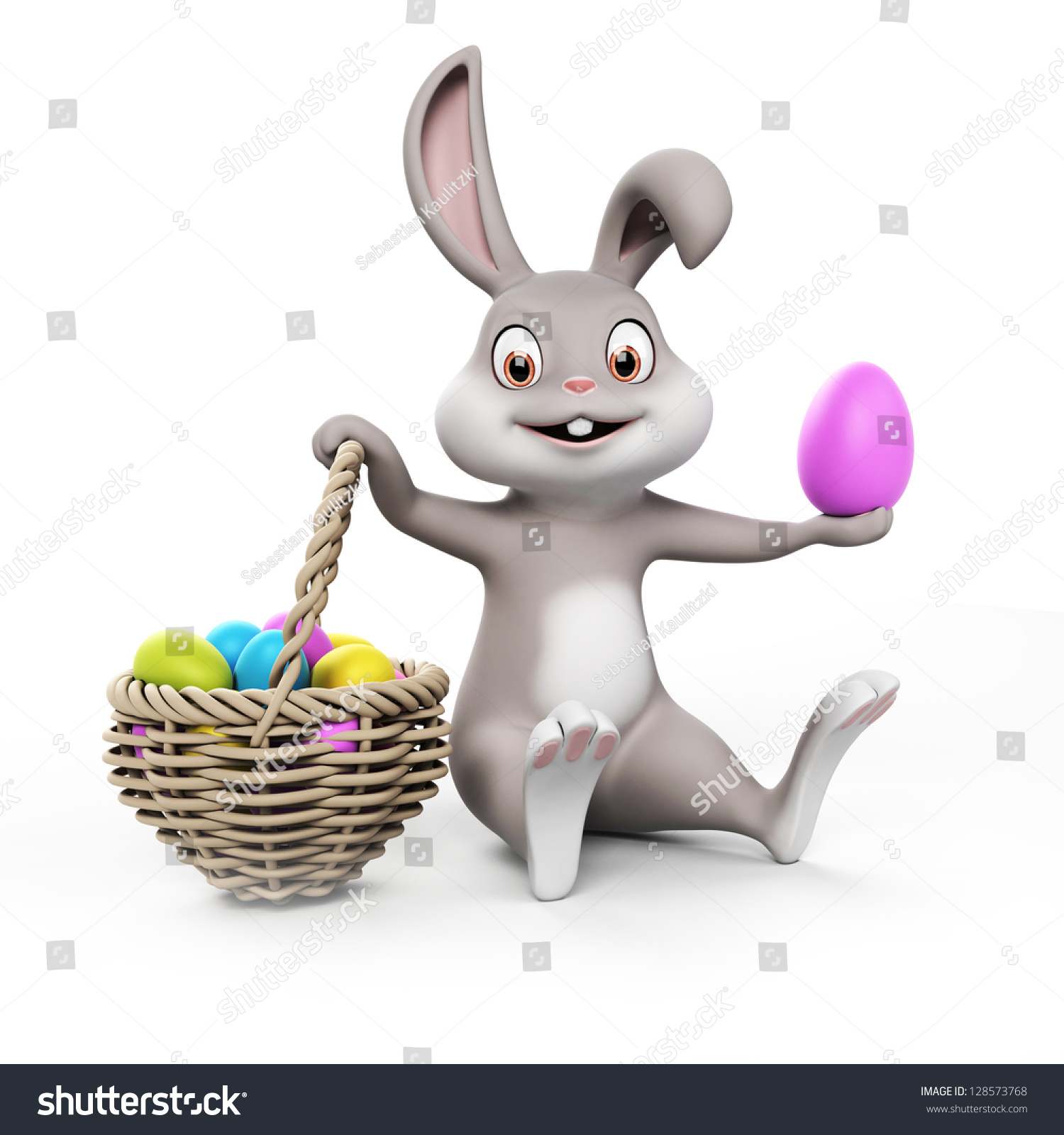 3d Rendering Of A Cute Easter Bunny Stock Photo 128573768 : Shutterstock