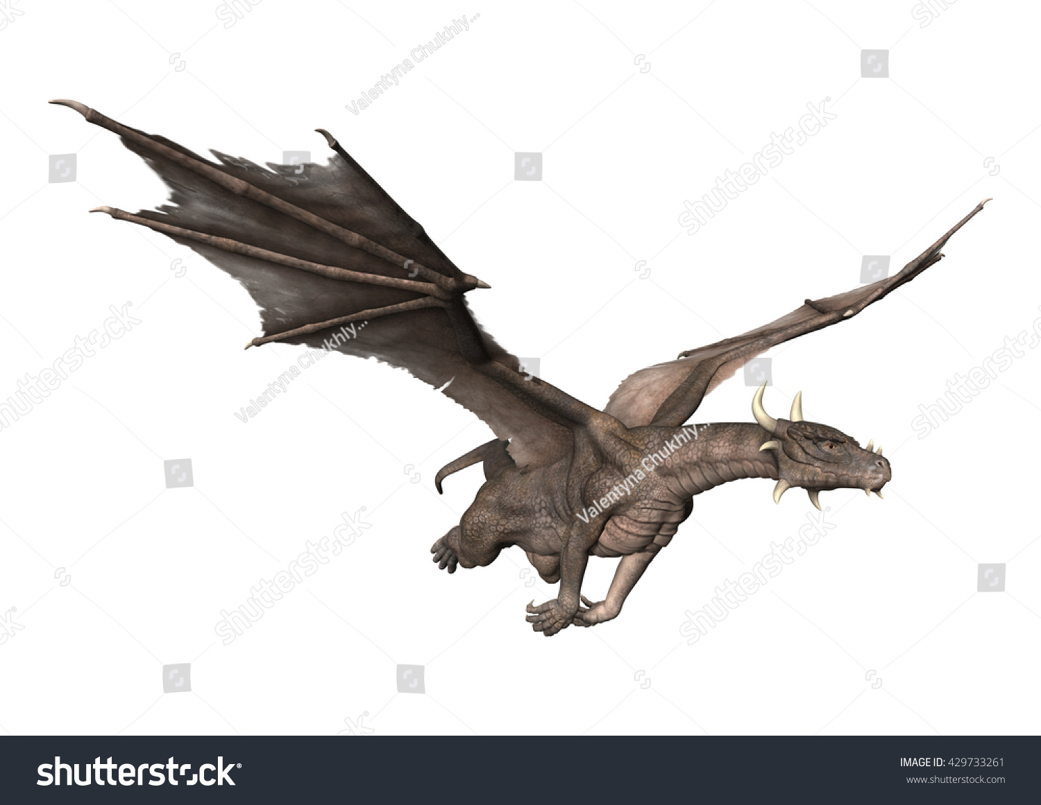 3d Rendering Fantasy Dragon Flying Isolated Stock Illustration ...