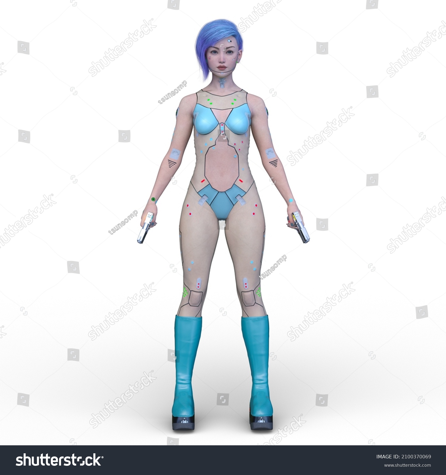 3d Rendering Female Cyborg Stock Illustration 2100370069 Shutterstock