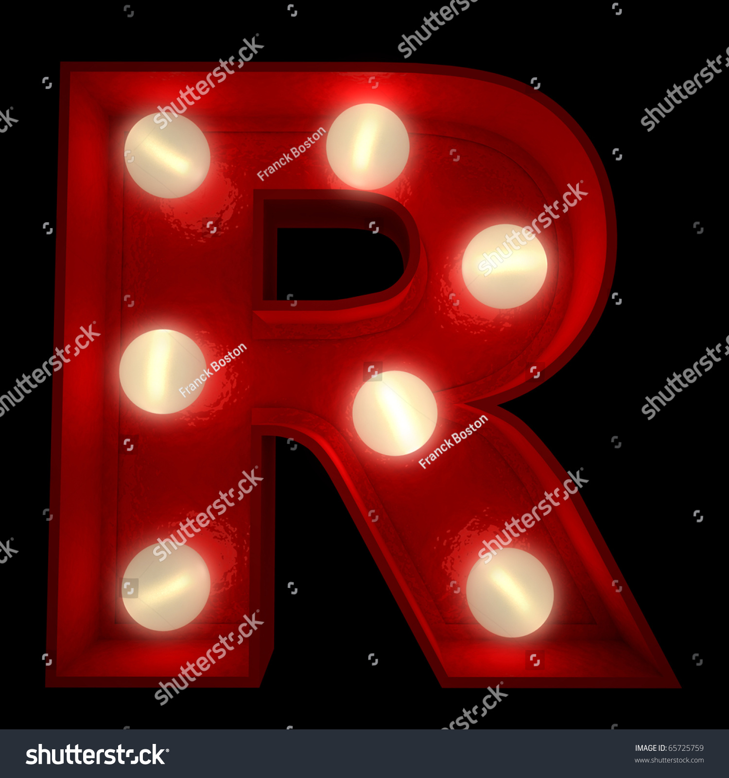 3d Rendering Of A Glowing Letter R Ideal For Show Business Signs Stock ...