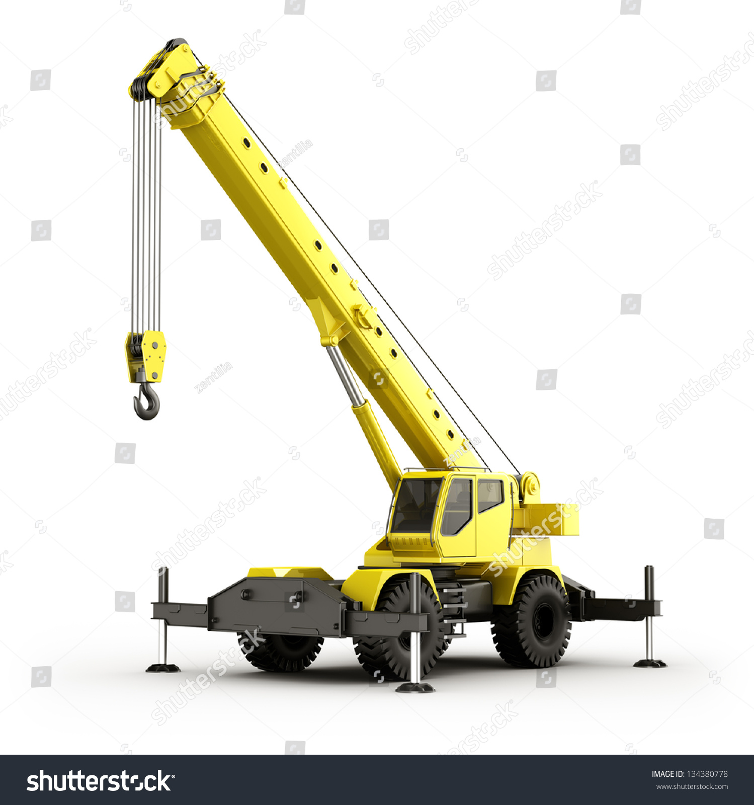 3d Rendering Highly Realistic Mobile Crane Stock Illustration 134380778 ...