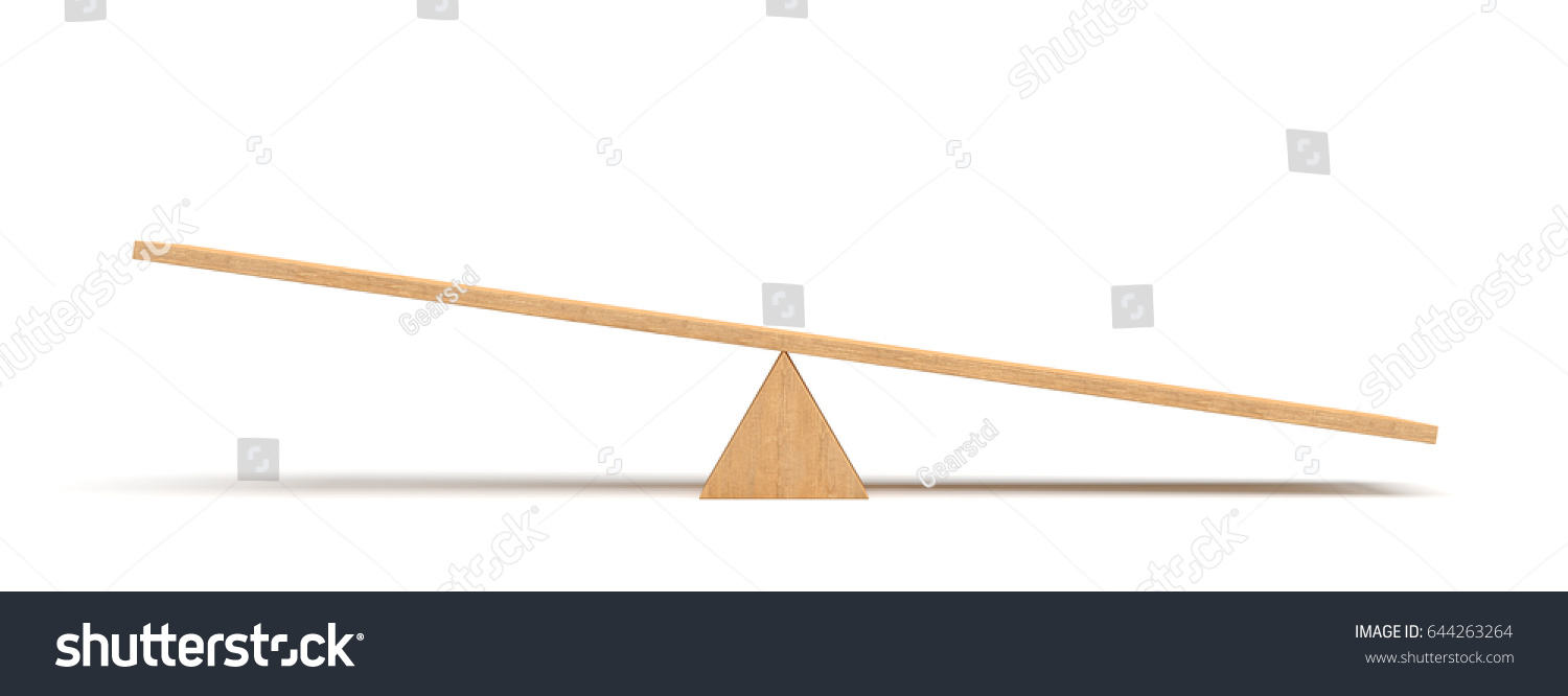 3d Rendering Light Wooden Seesaw Right Stock Illustration 644263264 