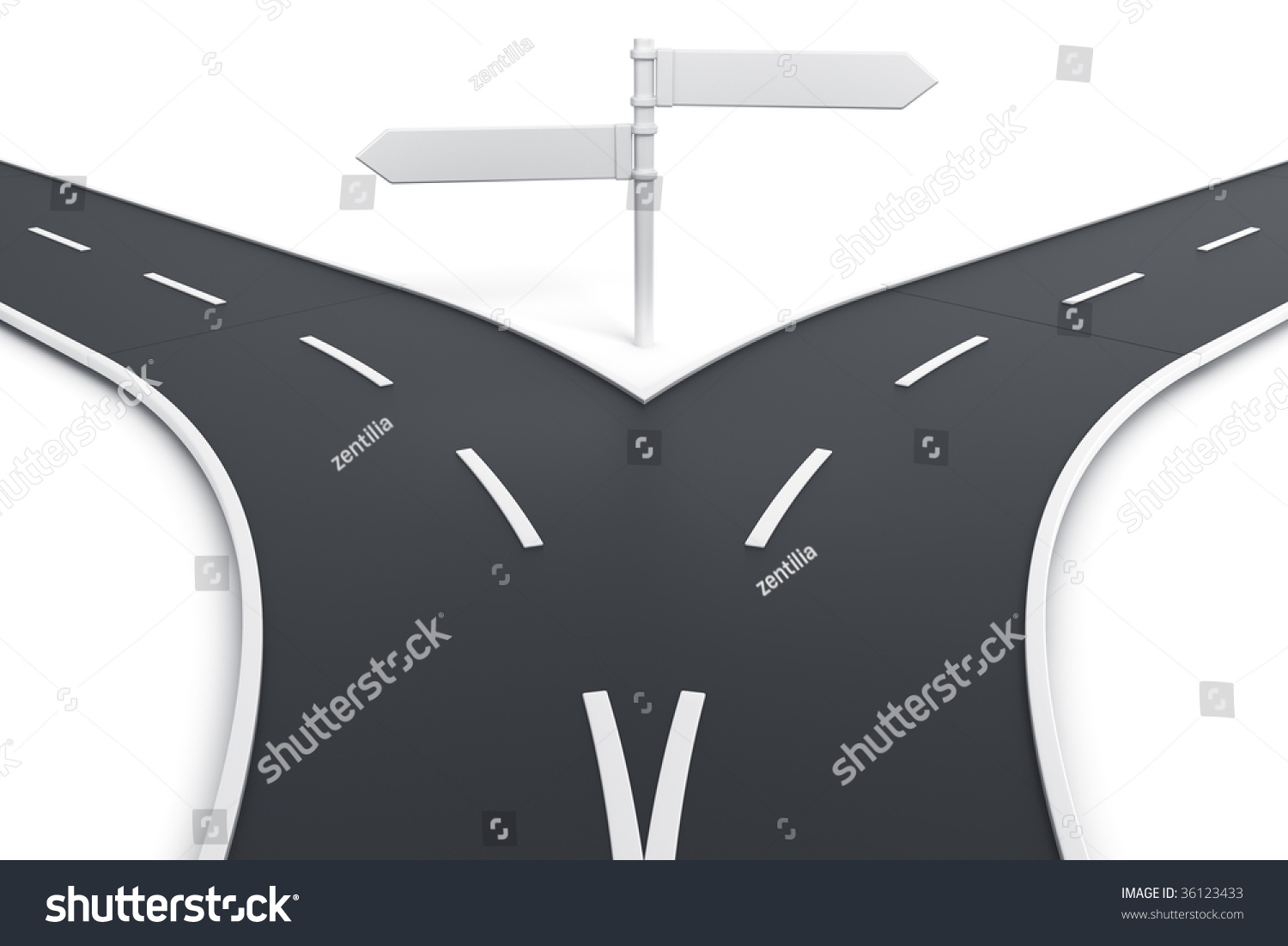 3d Rendering Road Splitting Road Blank Stock Illustration 36123433 ...