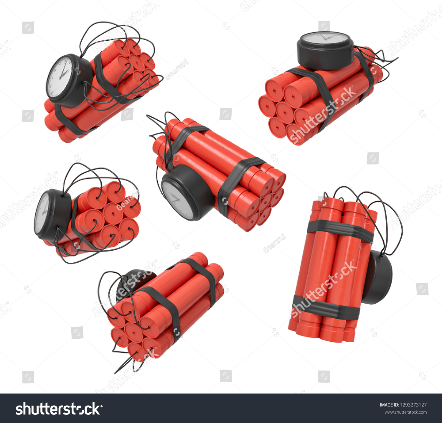 3d Rendering Set Bundles Dynamite Sticks Stock Illustration 1293273127