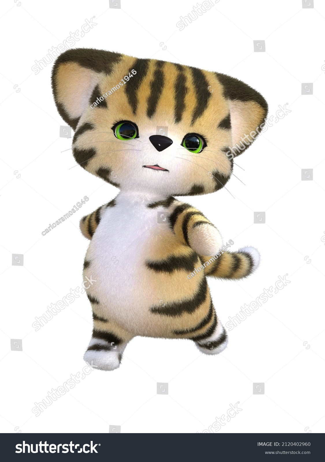 3d Rendering Adorable Happy Cute Furry Stock Illustration 2120402960