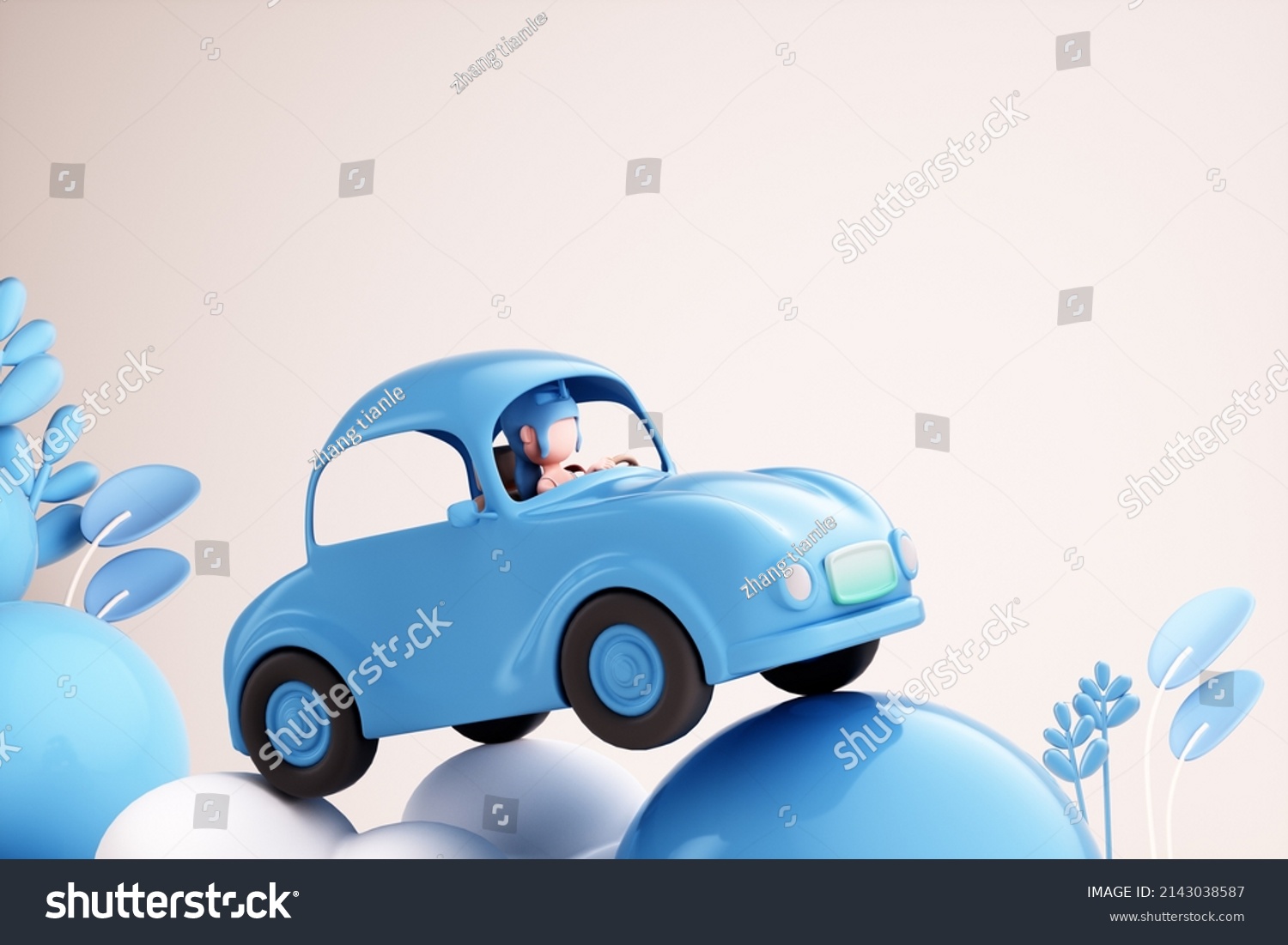 3d Rendering Cute Female Driver Car Stock Illustration 2143038587 