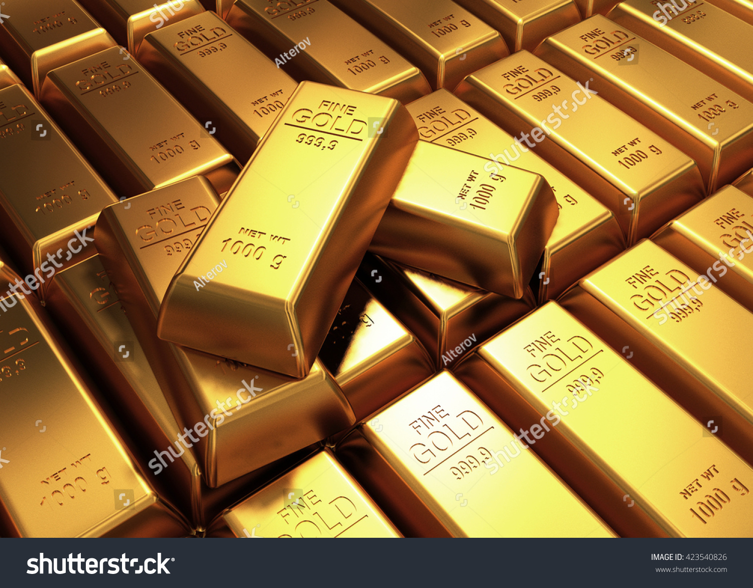 3d Rendering Of Gold Bars Stock Photo 423540826 : Shutterstock