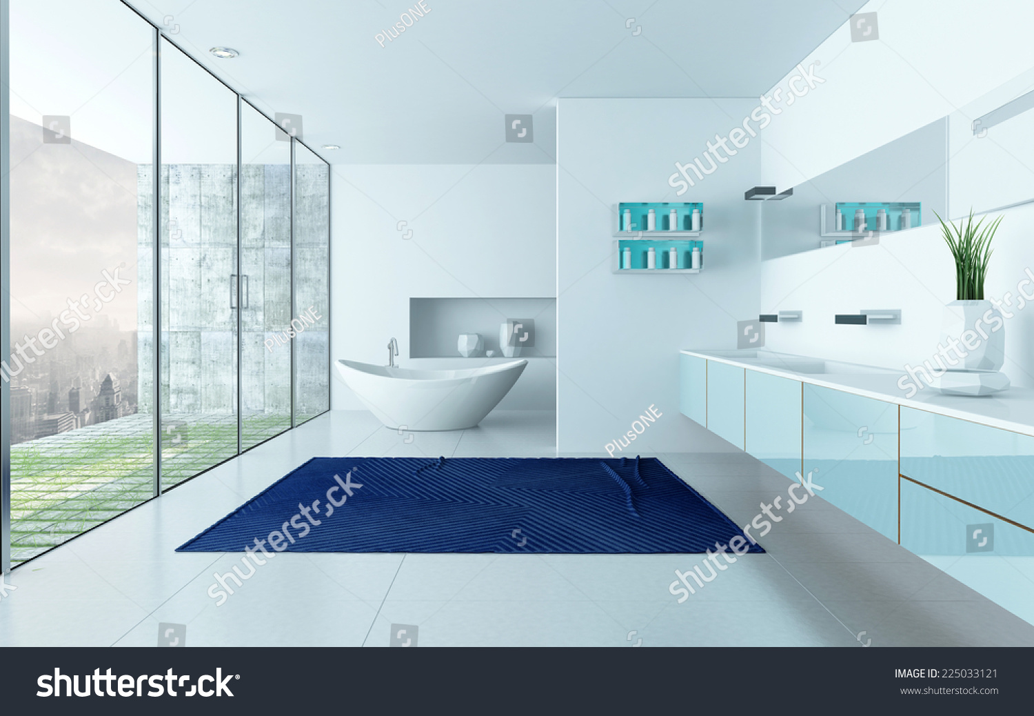 3d Rendering Modern Design White Bathroom Stock Image