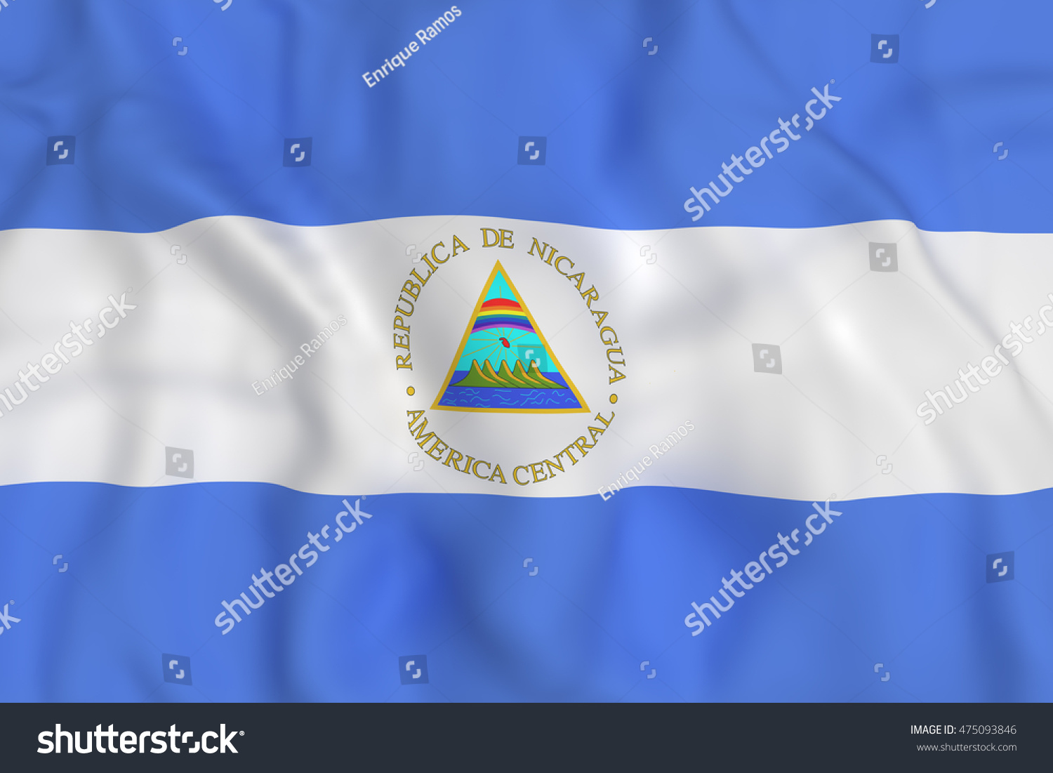 3d Rendering Republic Nicaragua Flag Waving Stock Illustration ...