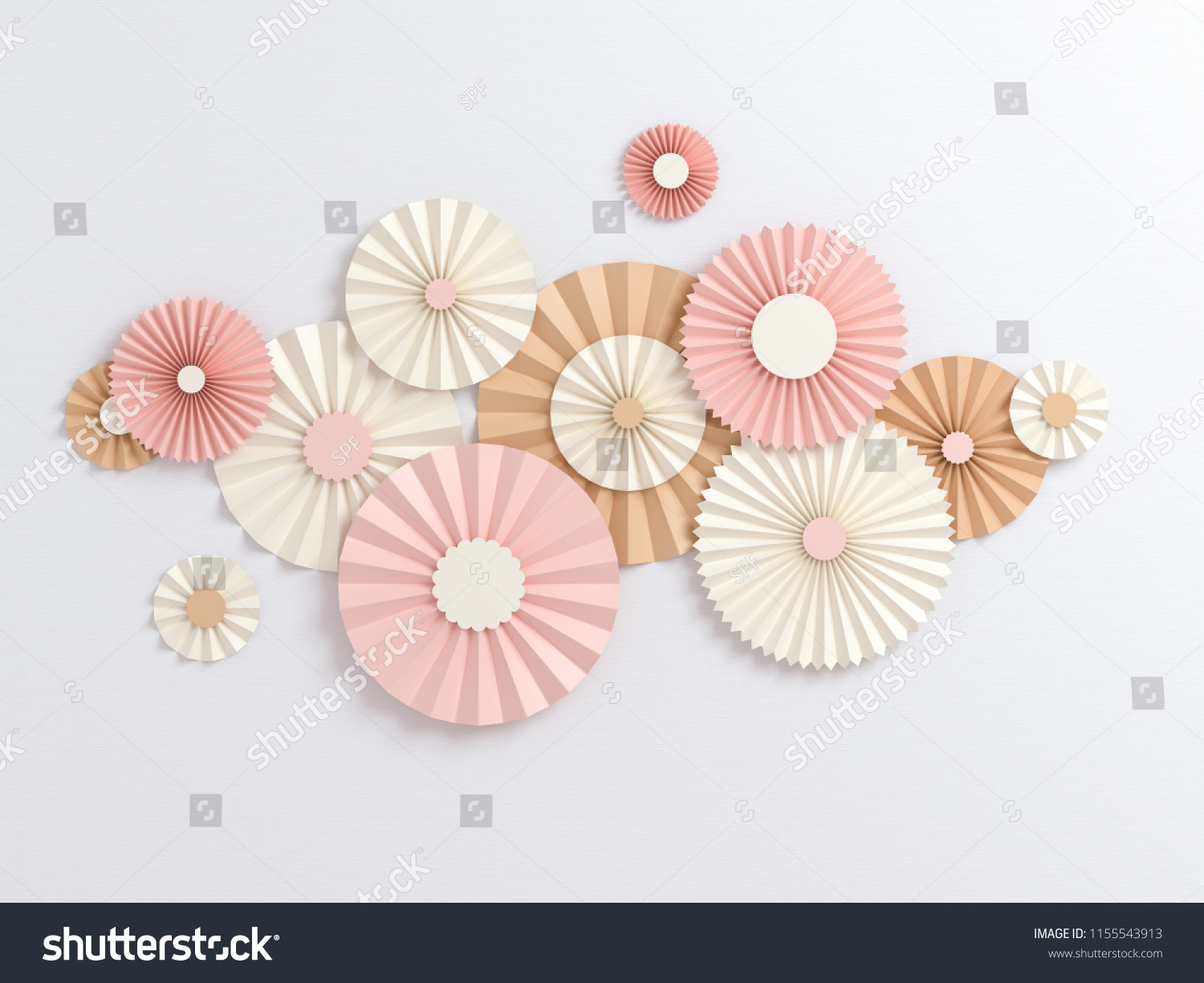 3d Rendering Paper Flowers Pastel Color Stock Illustration 1155543913