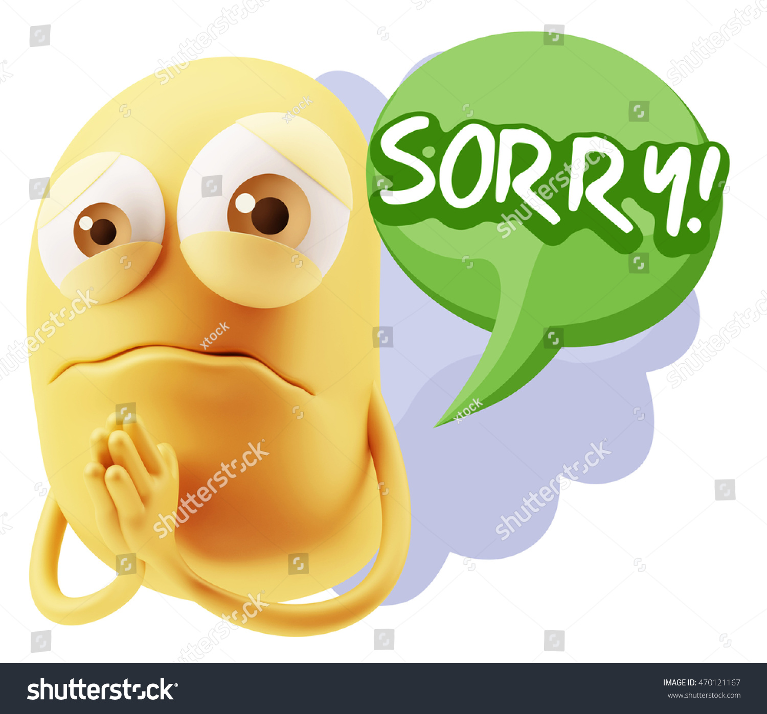 3d Rendering Sad Character Emoticon Expression Stock Illustration ...