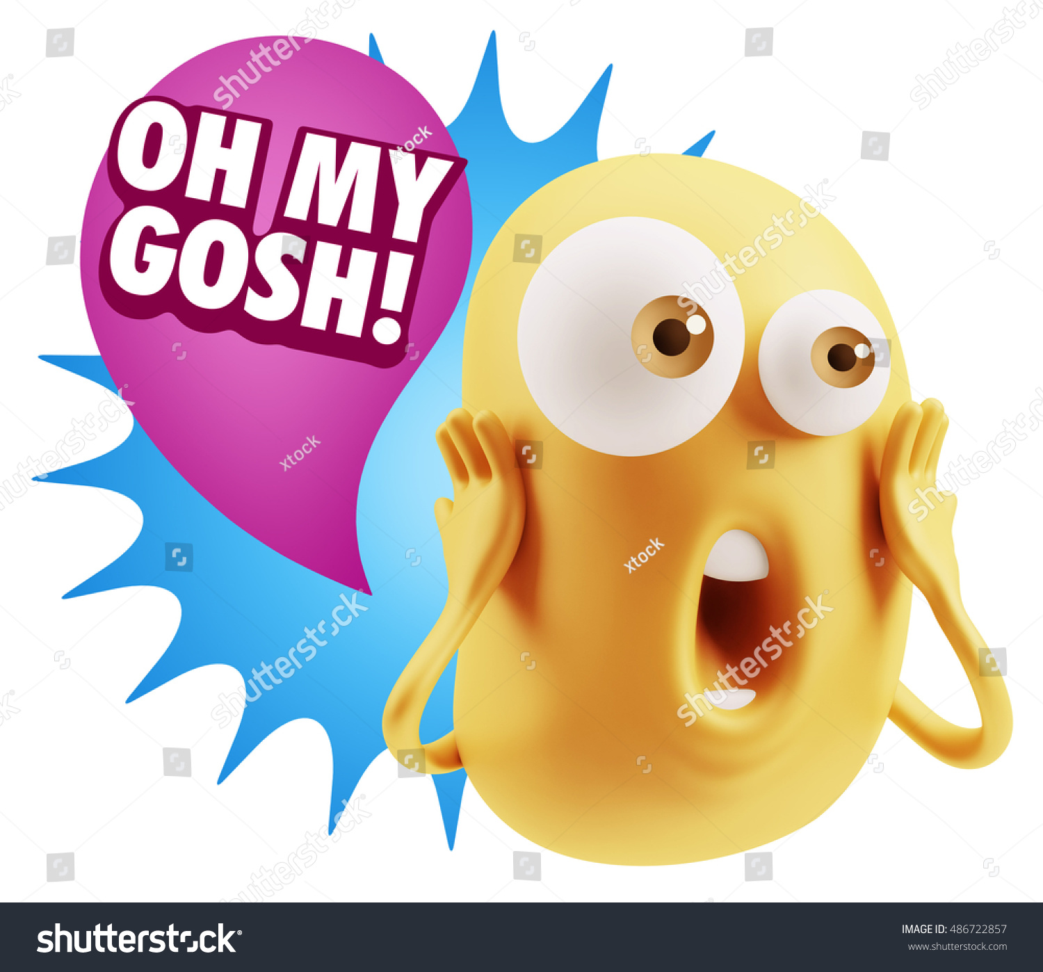3d Rendering Surprise Character Face Emoticon Stock Illustration