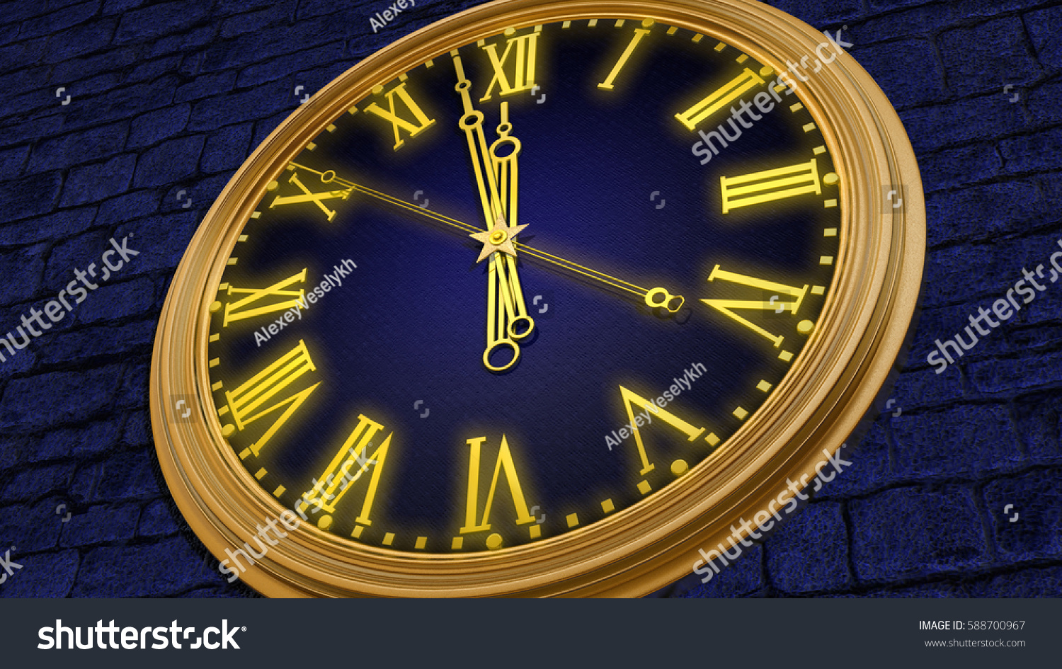 3d Rendering Time On Clock Approaches Stock Illustration 588700967
