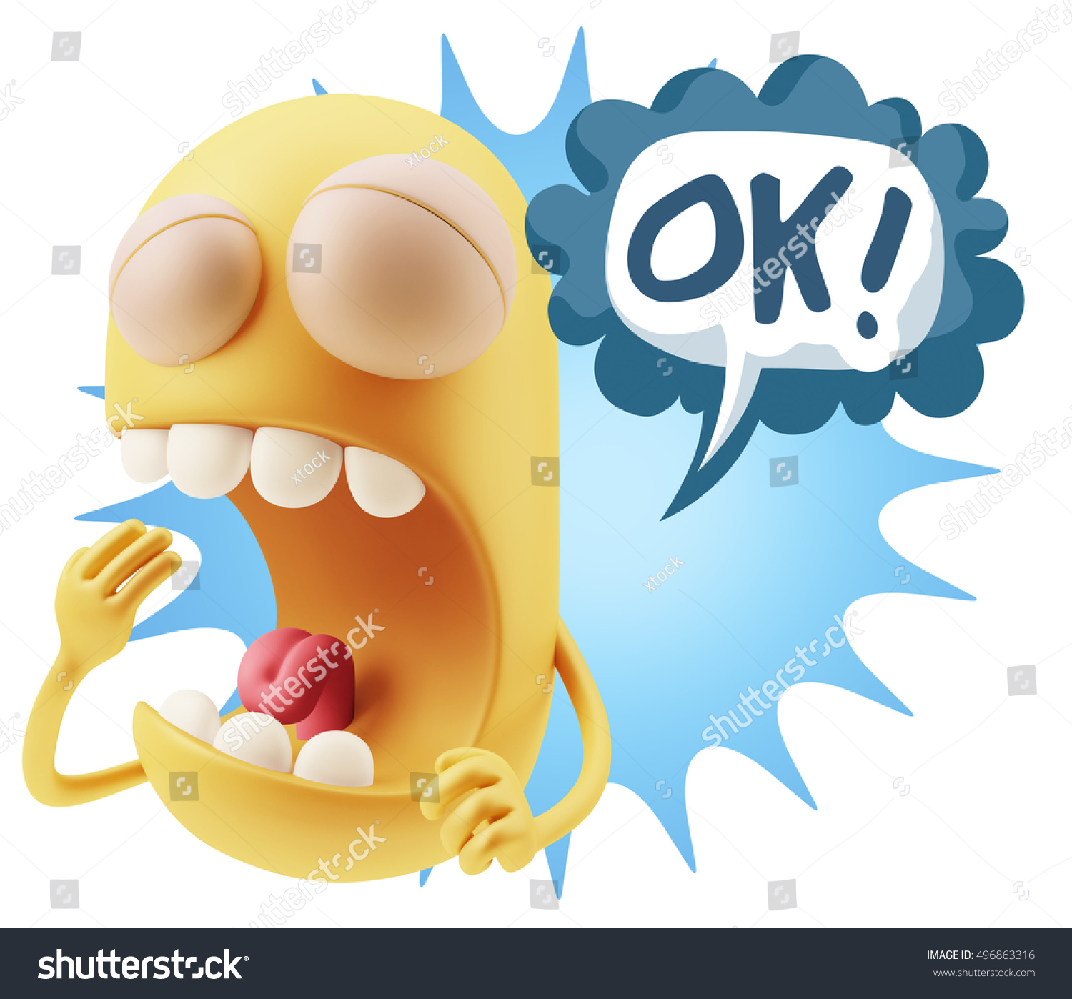 3d Rendering Tired Character Emoticon Expression Stock Illustration ...