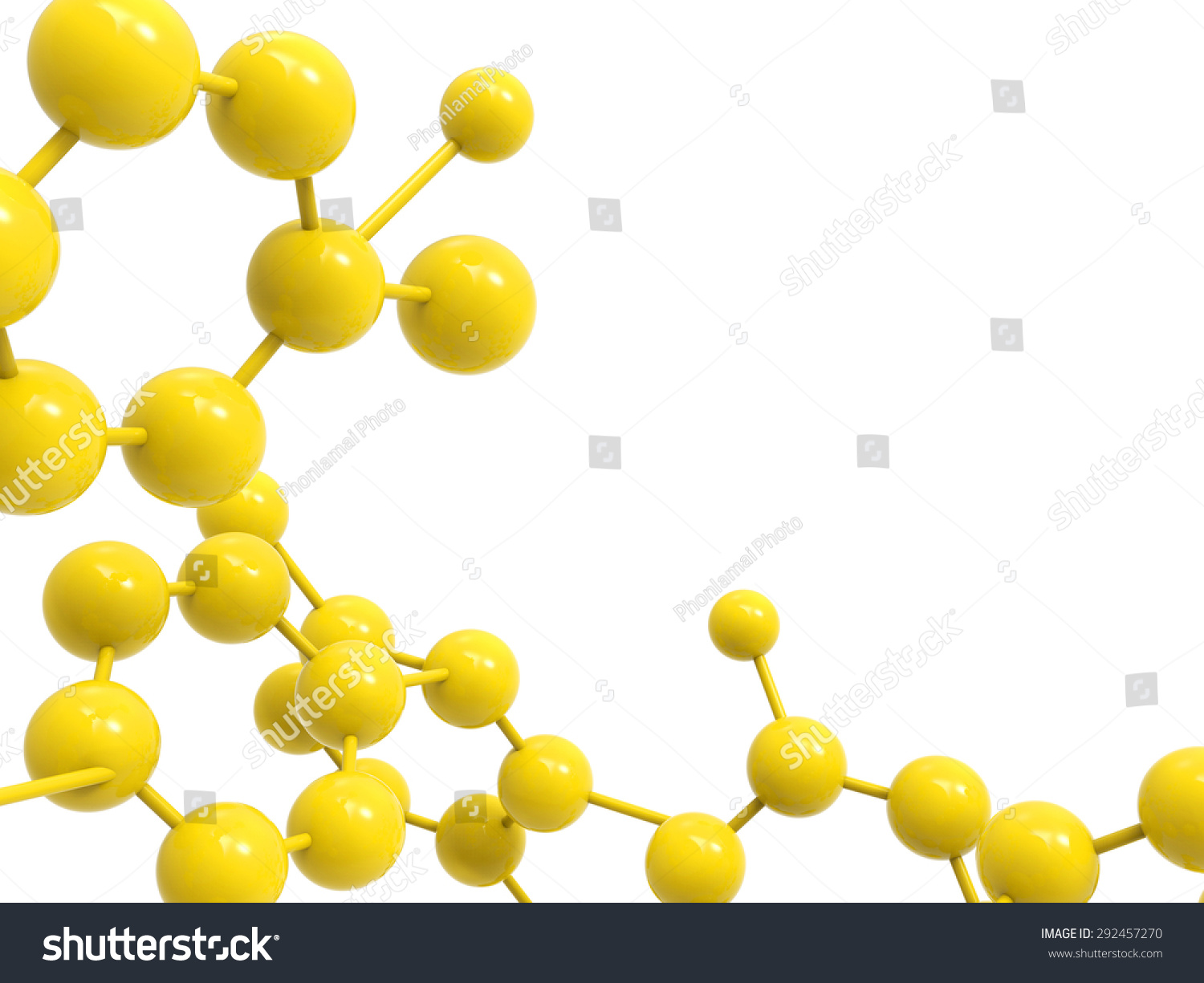 3d Rendering Yellow Molecule On White Stock Illustration 292457270 ...