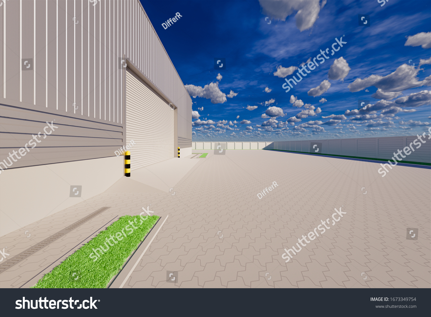 3d Roller Shutter Door Industrial Building 1673349754   Stock Photo  D Roller Shutter Door And Industrial Building Or Modern Factory For Manufacturing Production Plant 1673349754 