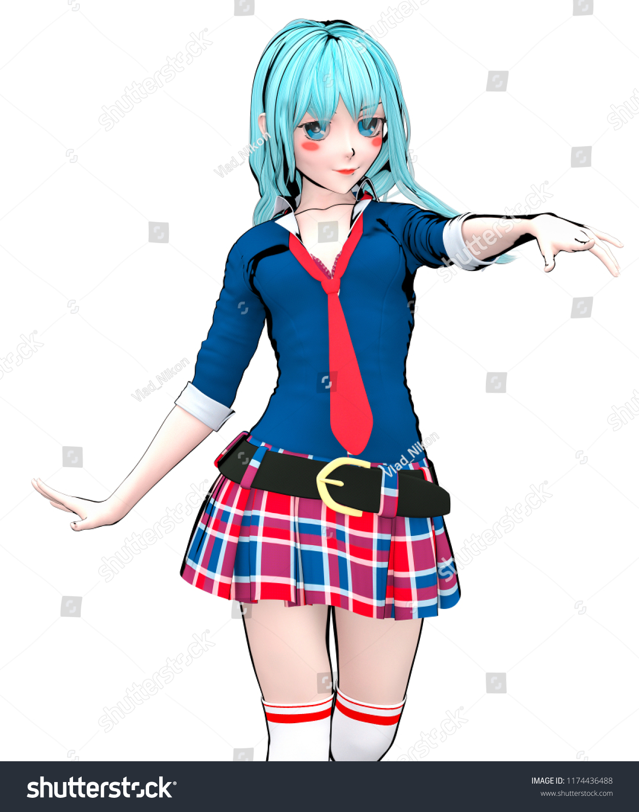 3d Sexy Anime Doll Japanese Anime Stock Illustration 1174436488