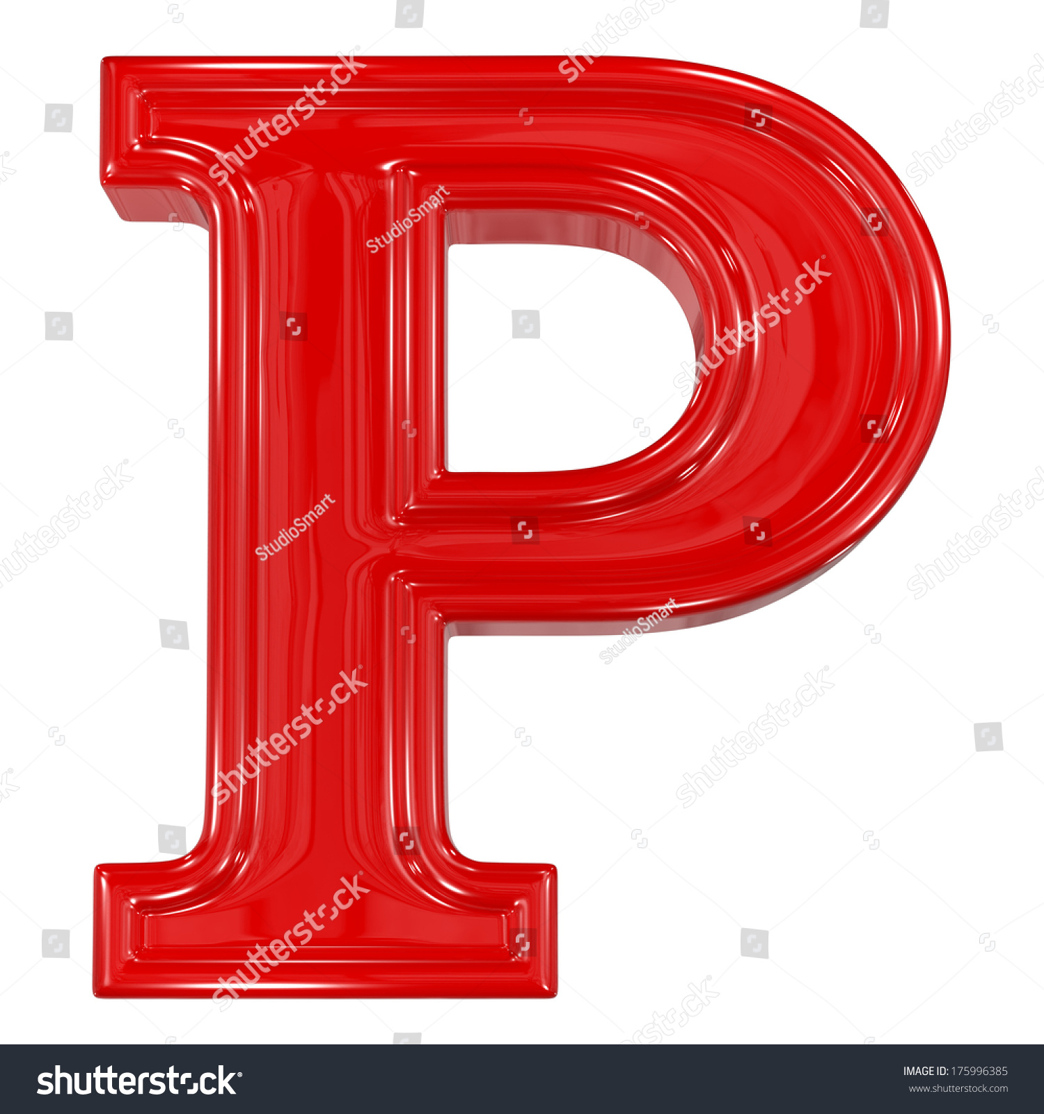 3d Shiny Red Font Made Of Plastic Or Ceramic - P Letter Stock Photo ...