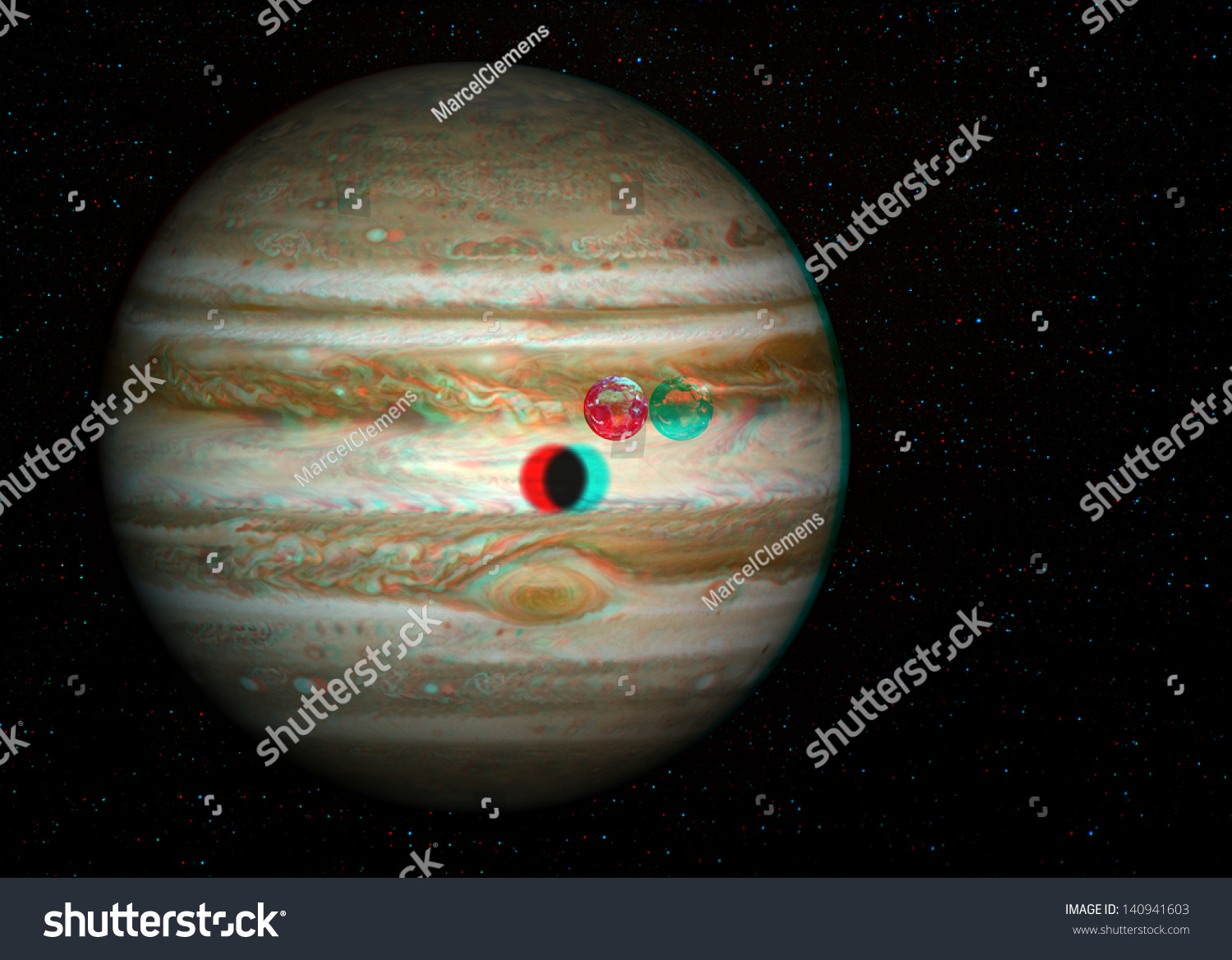 3d Solar System Series Jupiter Earth Nature Science Stock