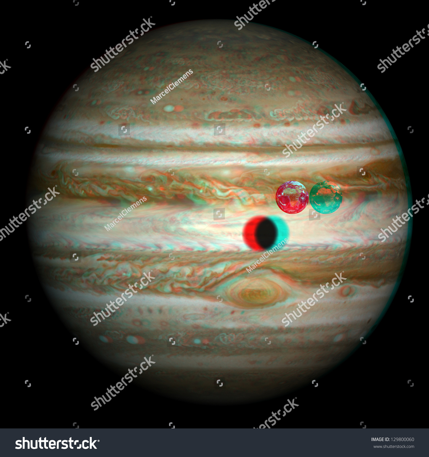 3d Solar System Series Jupiter Earth Stock Illustration