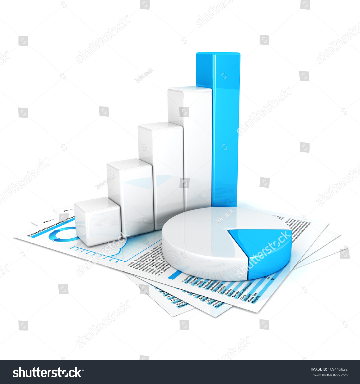 Ilustrasi Stok Statistik 3d, Latar Belakang Putih Terisolasi, 169445822 ...