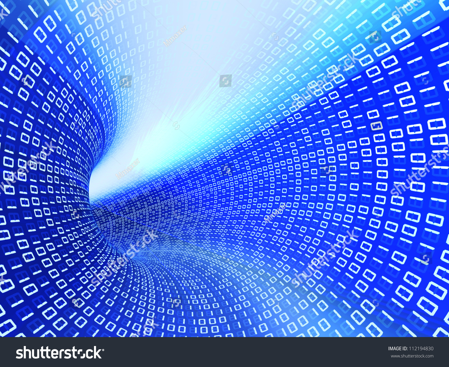 3d Technology Blue Binary Code With Light Stock Photo 112194830 ...