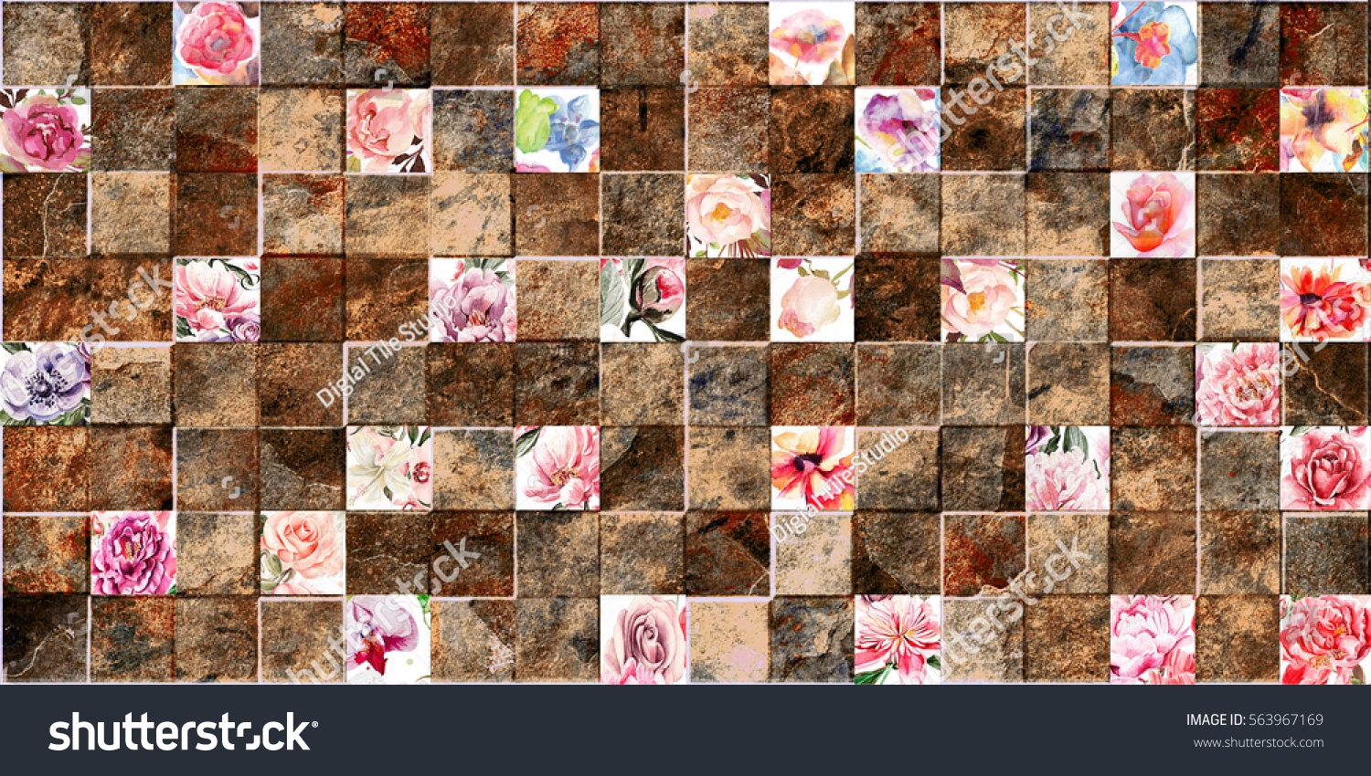 3d Tile Mosaic Decor Bathroom Stock Photo Edit Now 563967169