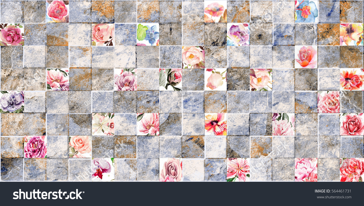 3d Tile Mosaic Decor Bathroom Backgrounds Textures Stock Image 564461731