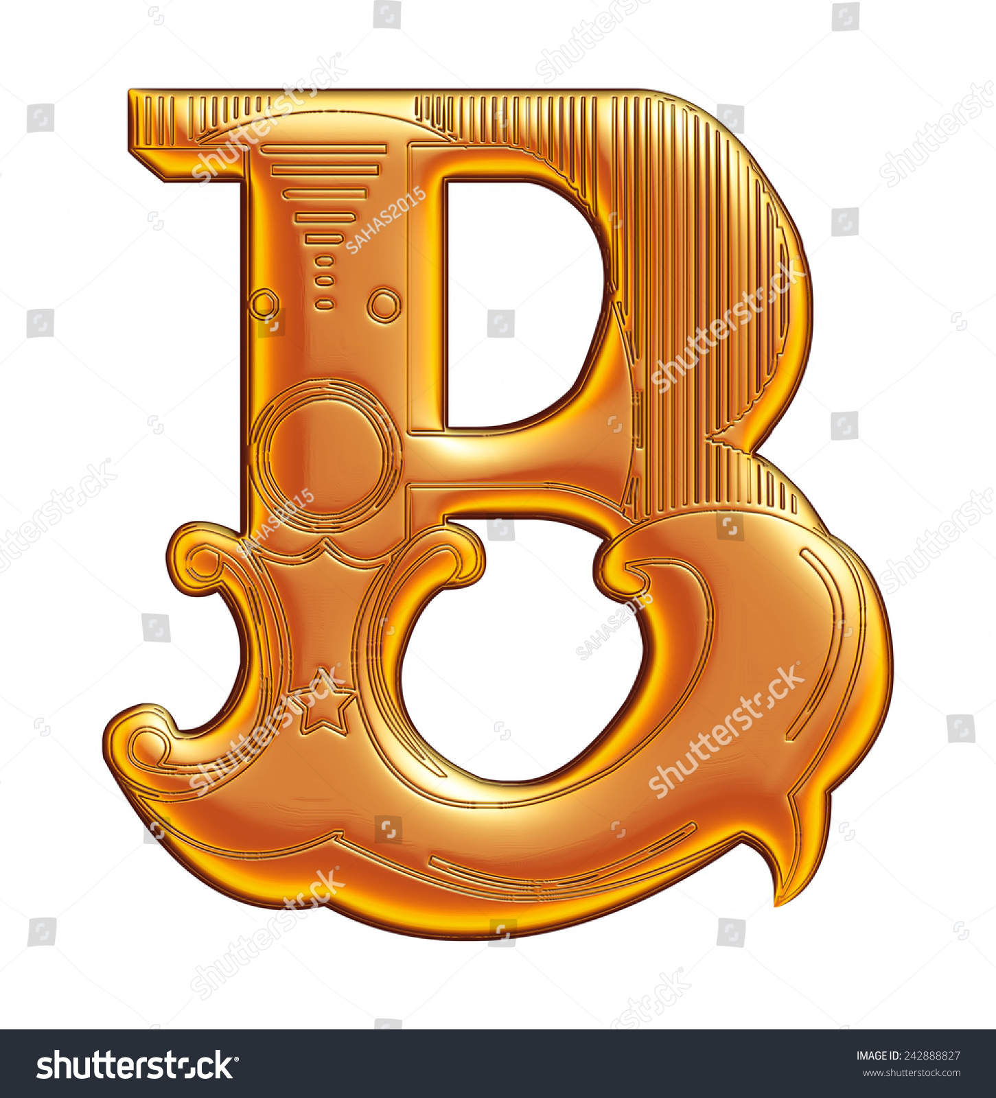 3d Vintage Letter B Yellow Orange Stock Illustration 242888827 ...