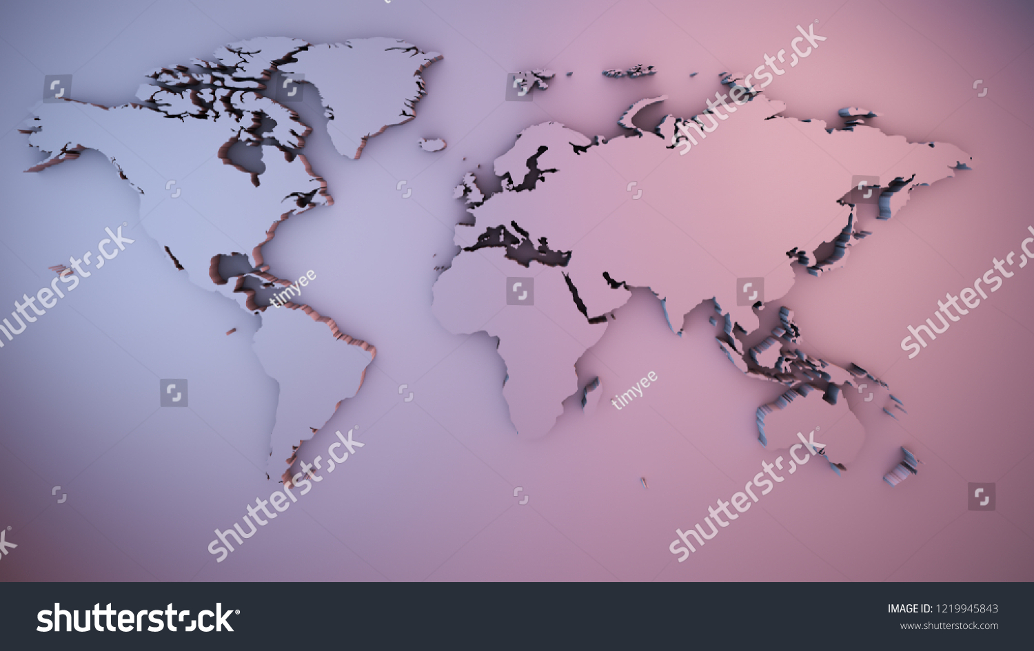 3d World Map Stock Illustration 1219945843