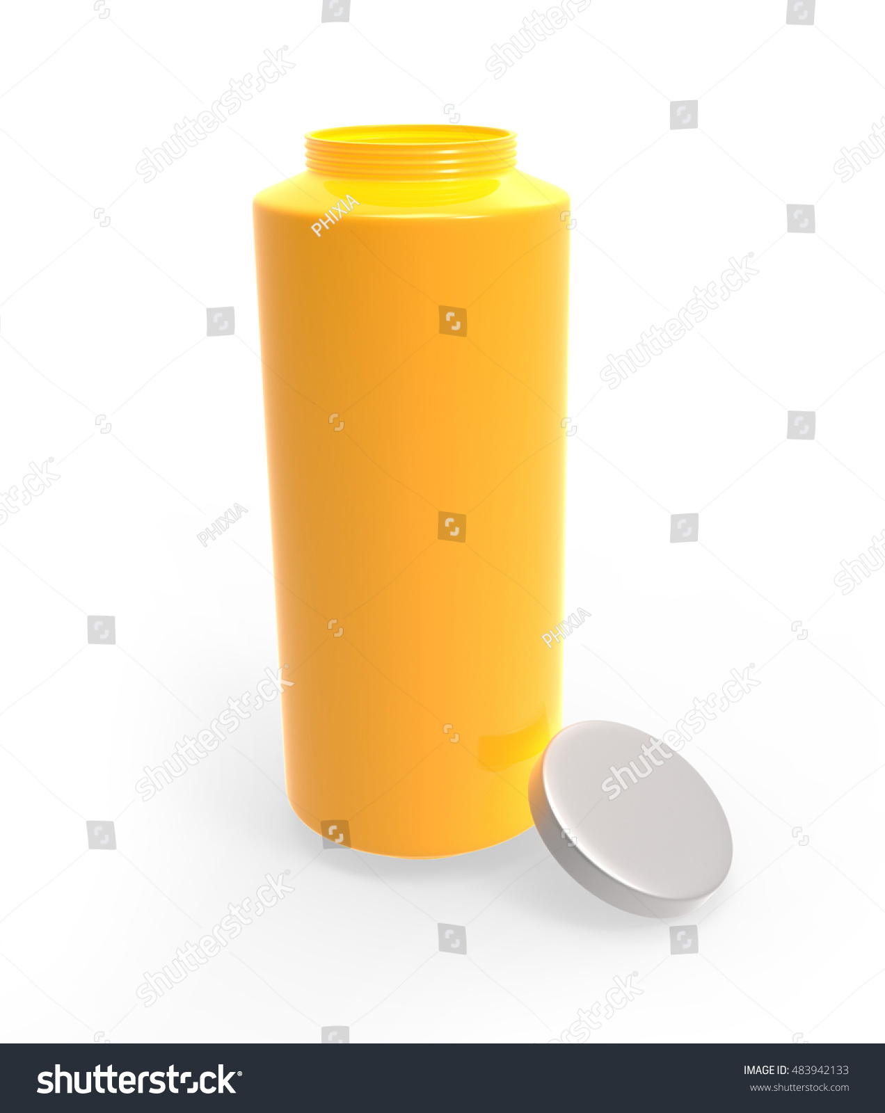 Download 3d Yellow Long Bottle Open Lid Stock Illustration 483942133 PSD Mockup Templates