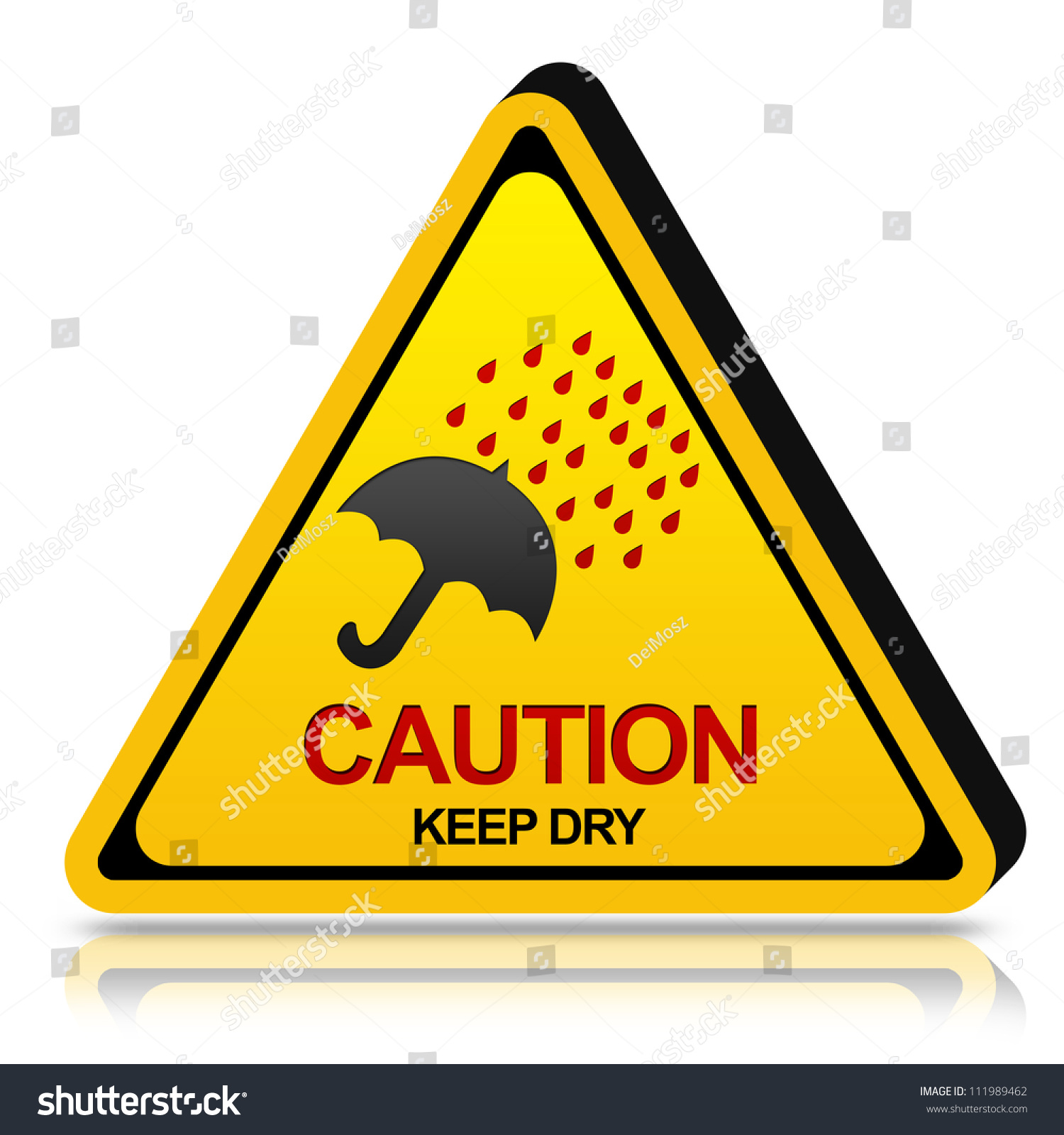 3d Yellow Triangle Caution Keep Dry Stock Illustration 111989462 ...