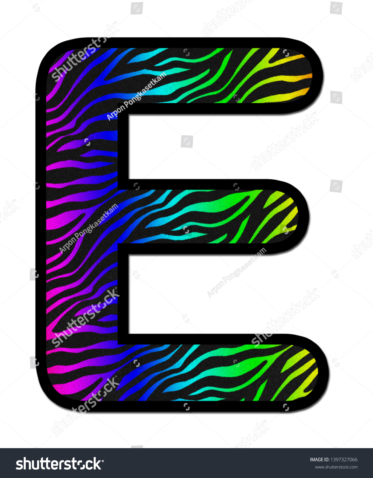 3d zebra rainbow print letter e stock illustration 1397327066 shutterstock