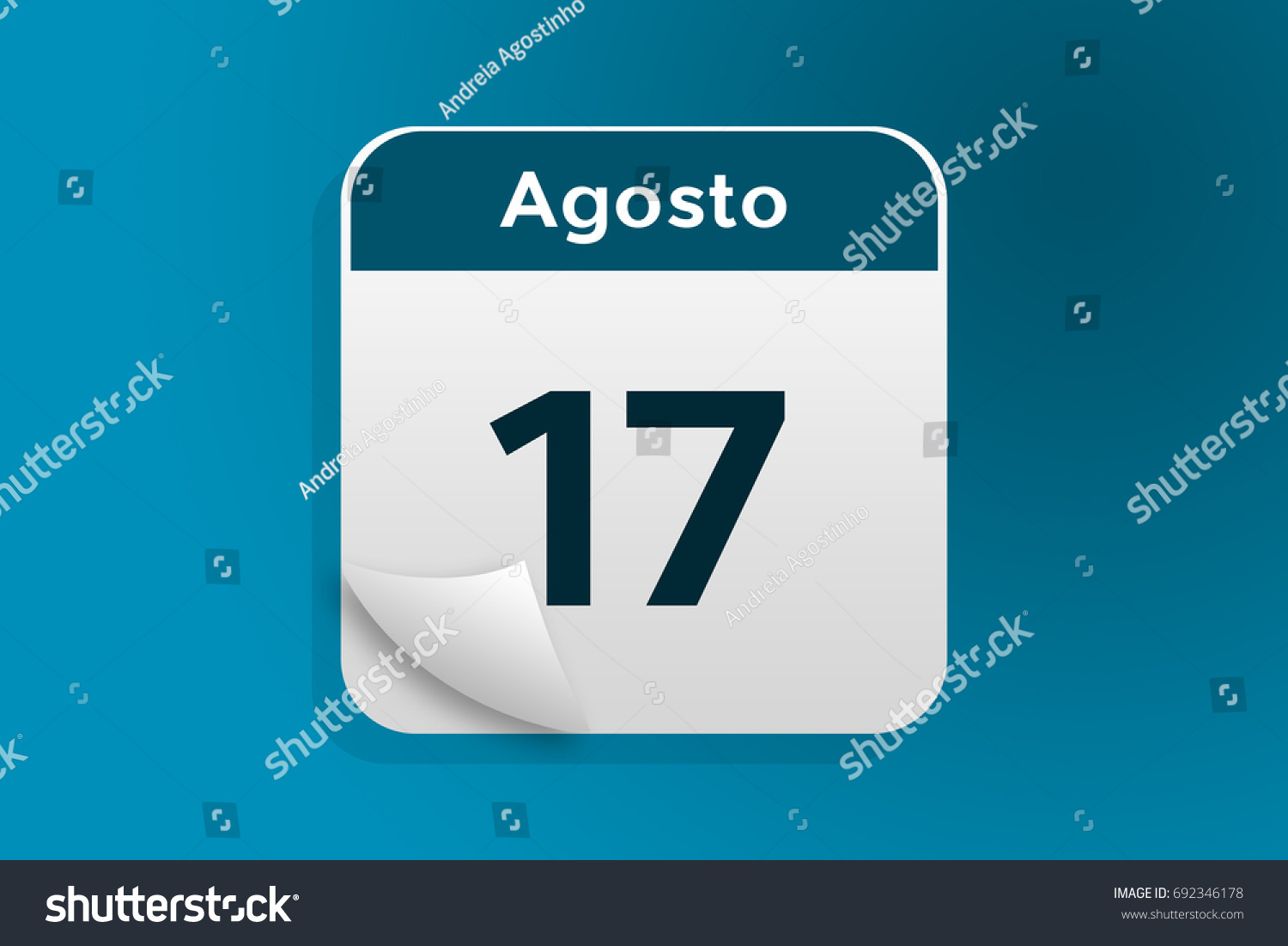 17 De Agosto Calendar 17 August Stock Illustration 692346178