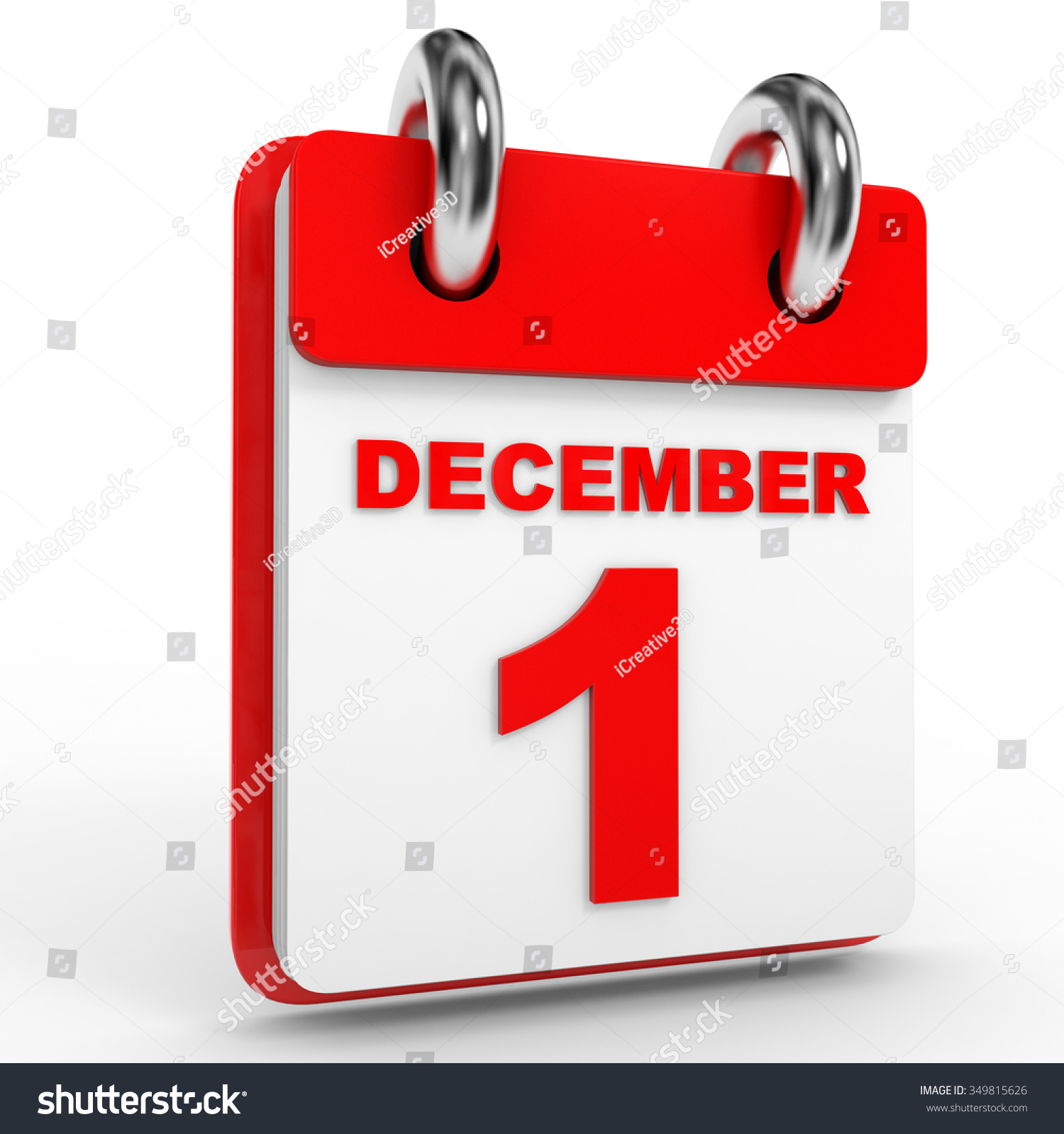 1 December Calendar On White Background Stock Illustration 349815626