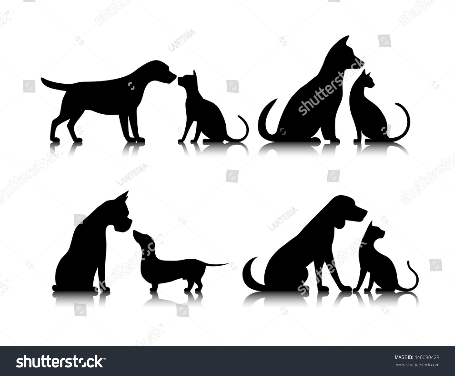 犬と猫の動物のシルエット のイラスト素材