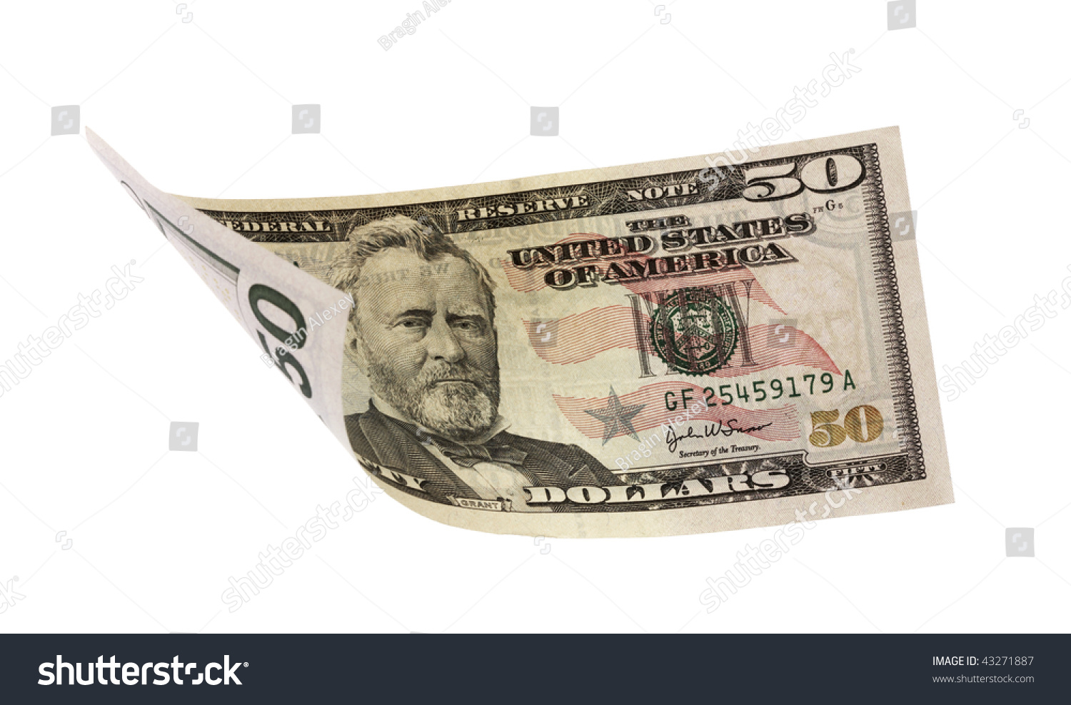 50 Dollar Banknote ,Isolated On A White Background Stock Photo 43271887 ...