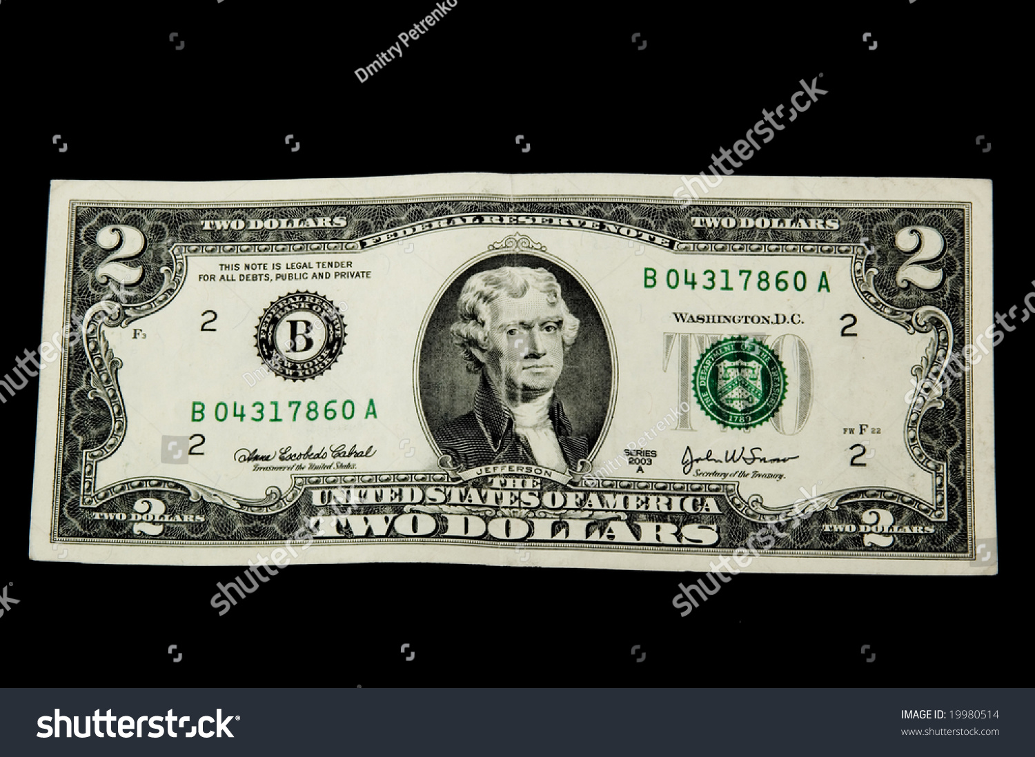 2 Dollars Stock Photo 19980514 : Shutterstock