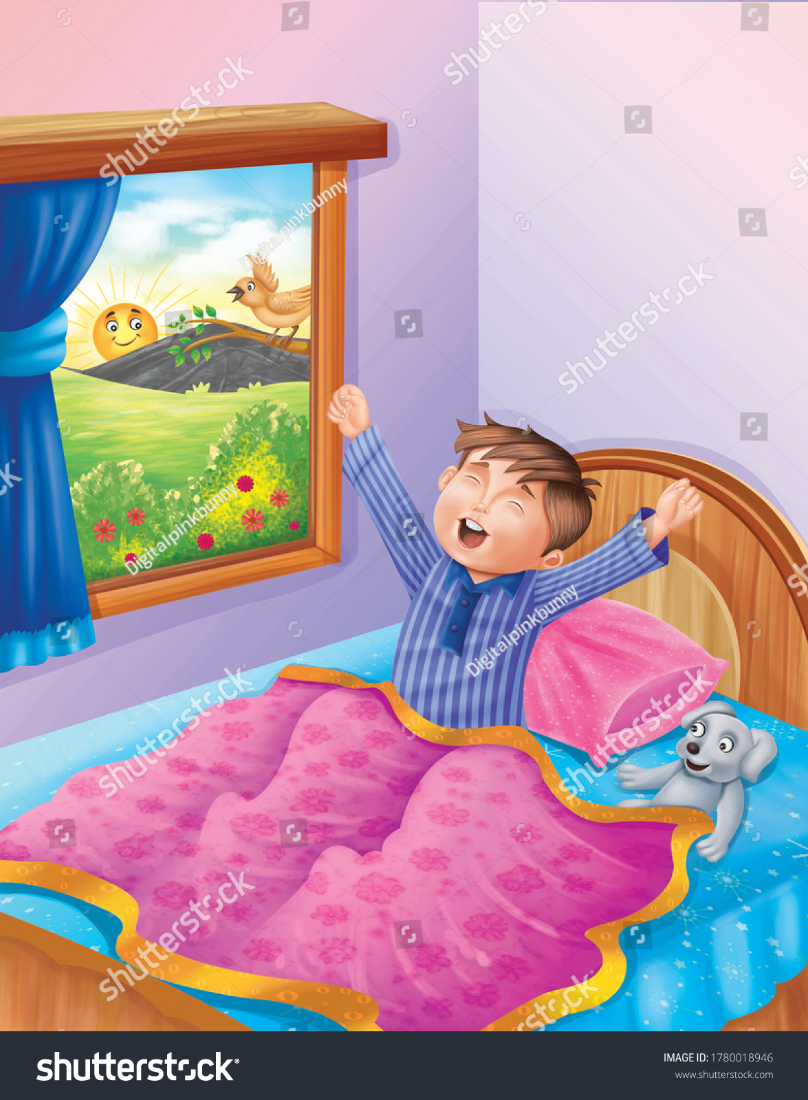 early-bed-nursery-rhymes-3d-illustration-stock-illustration-1780018946