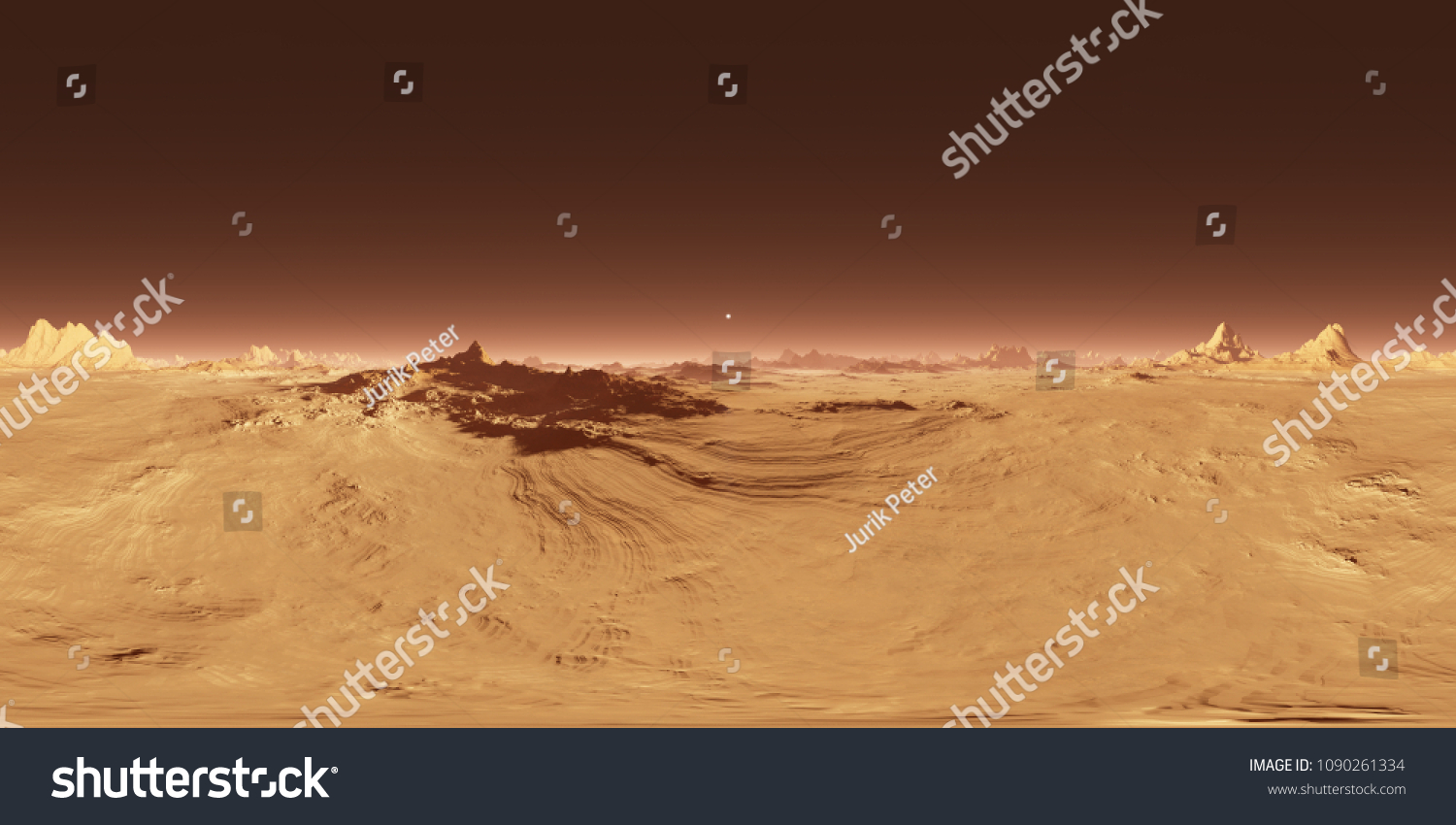 360 Equirectangular Projection Mars Sunset Martian Stock Illustration ...