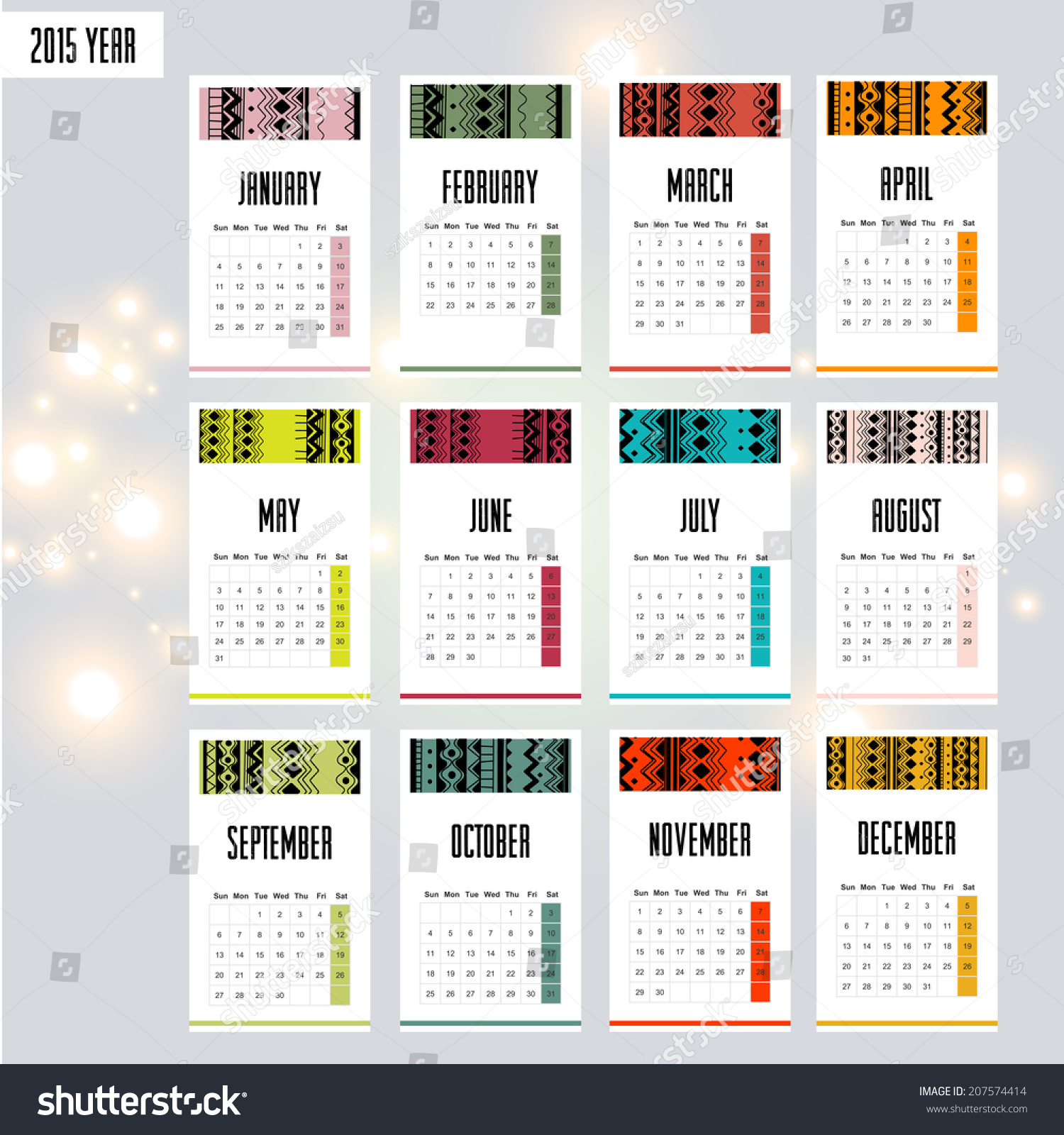 2015 European Year Calendar Stock Illustration 207574414