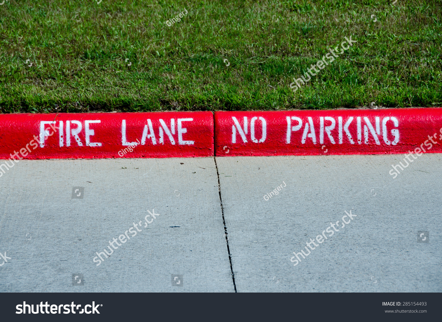 Fire Lane No Parking Painted White Stock Photo Edit Now