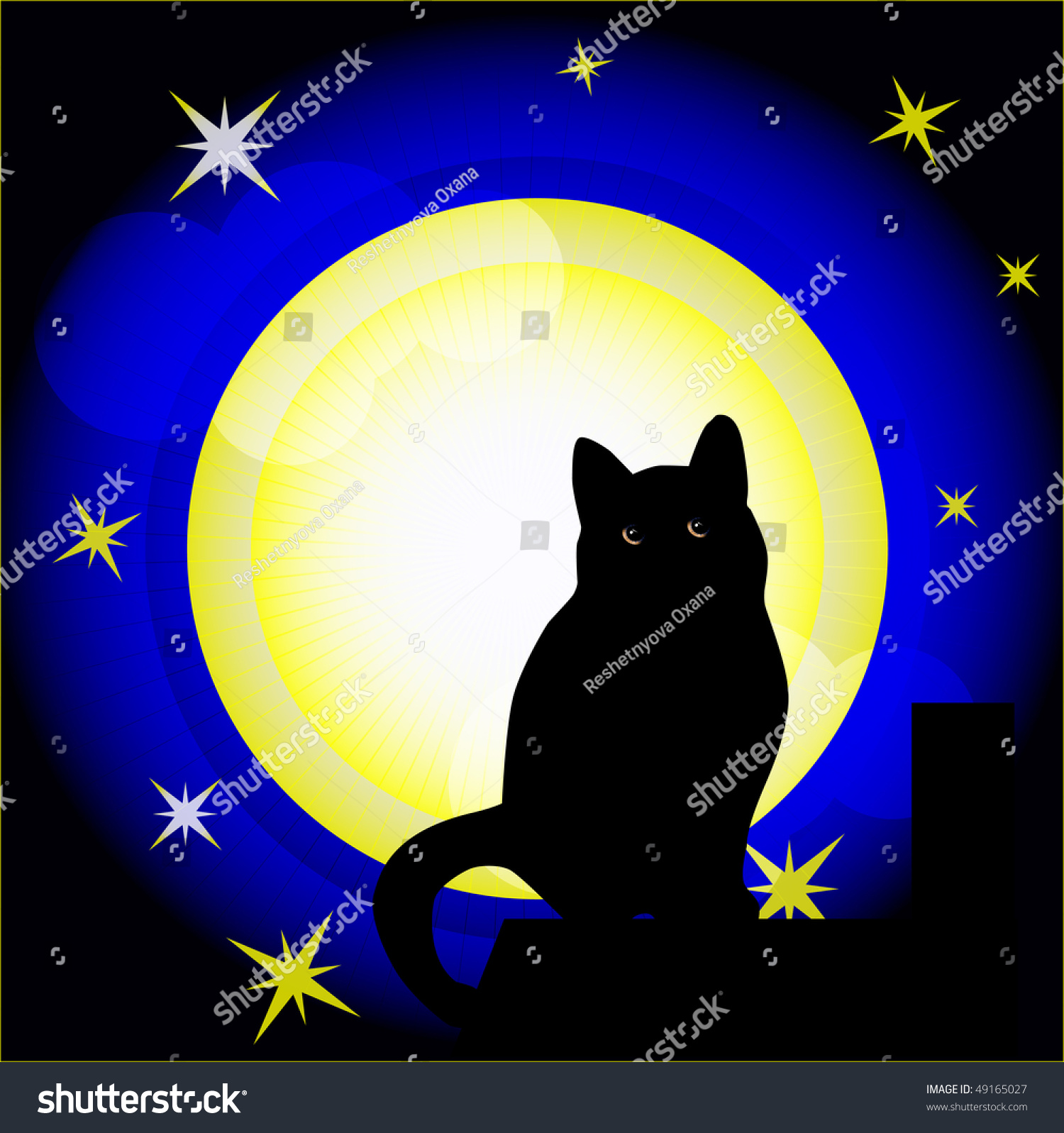 Full Moon And Cat.Raster Stock Photo 49165027 : Shutterstock